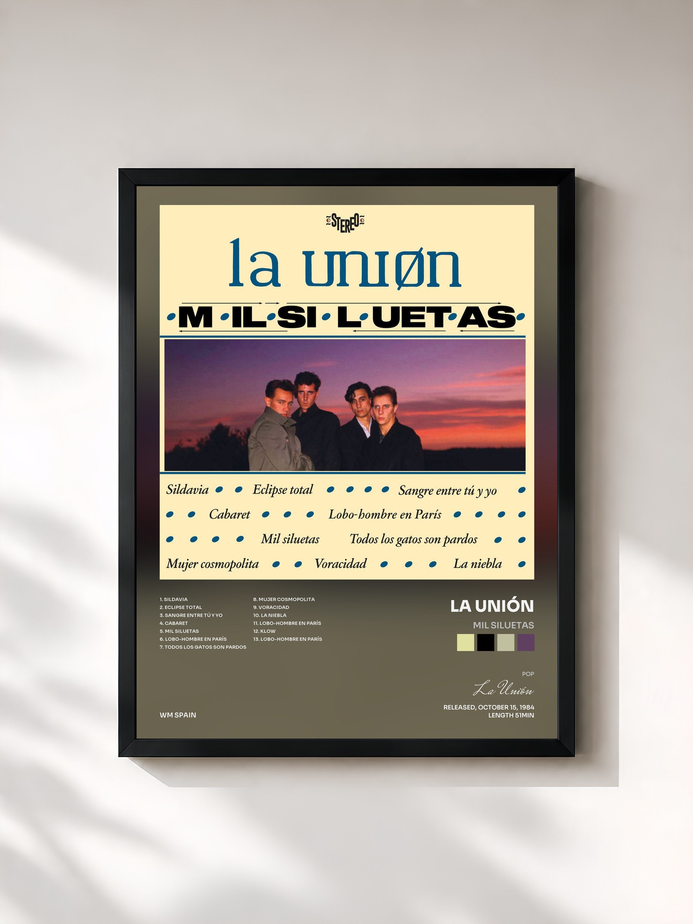 #noir Tableau de l'album Mil Siluetas de La Unión, cadre noir, imprimé et encadré en France