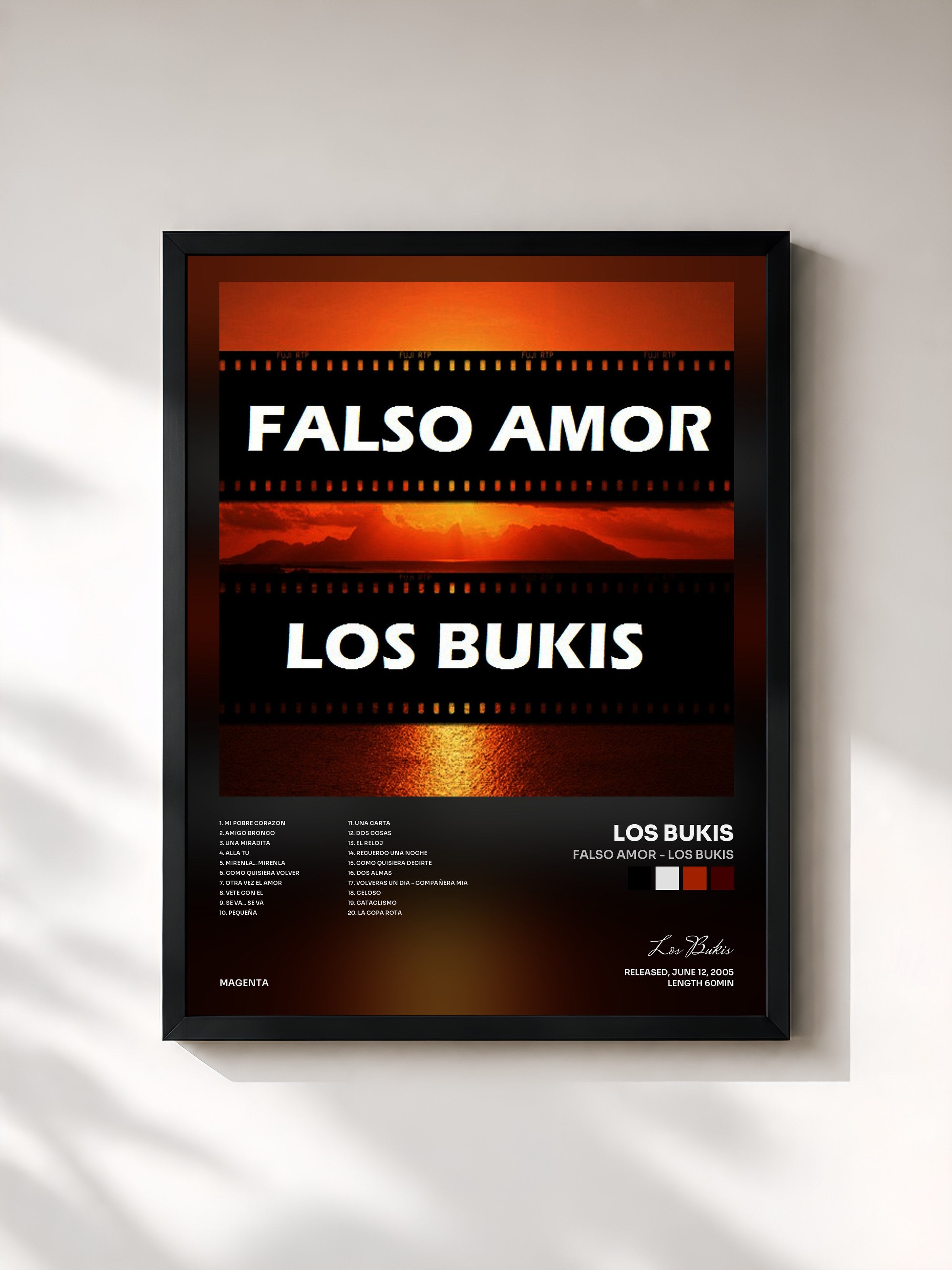 #noir Tableau de l'album Falso amor - Los Bukis de Los Bukis, cadre noir, imprimé et encadré en France
