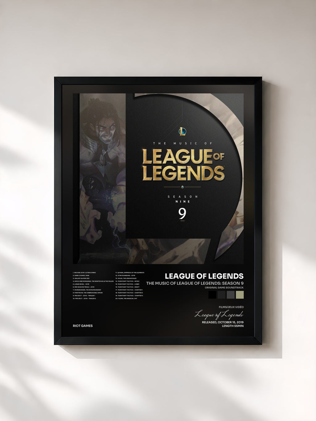 #noir The Music of League of Legends: Season 9 (Original Game Soundtrack) by League of Legends as a framed art print, black frame, printed and framed in France