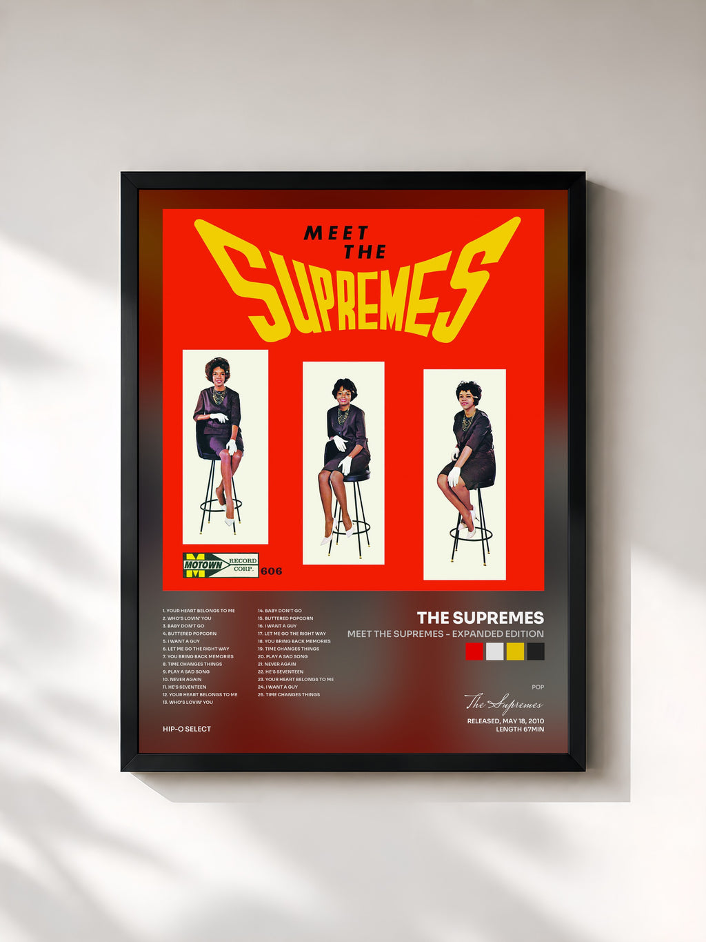 #noir Tableau de l'album Meet The Supremes - Expanded Edition de The Supremes, cadre noir, imprimé et encadré en France