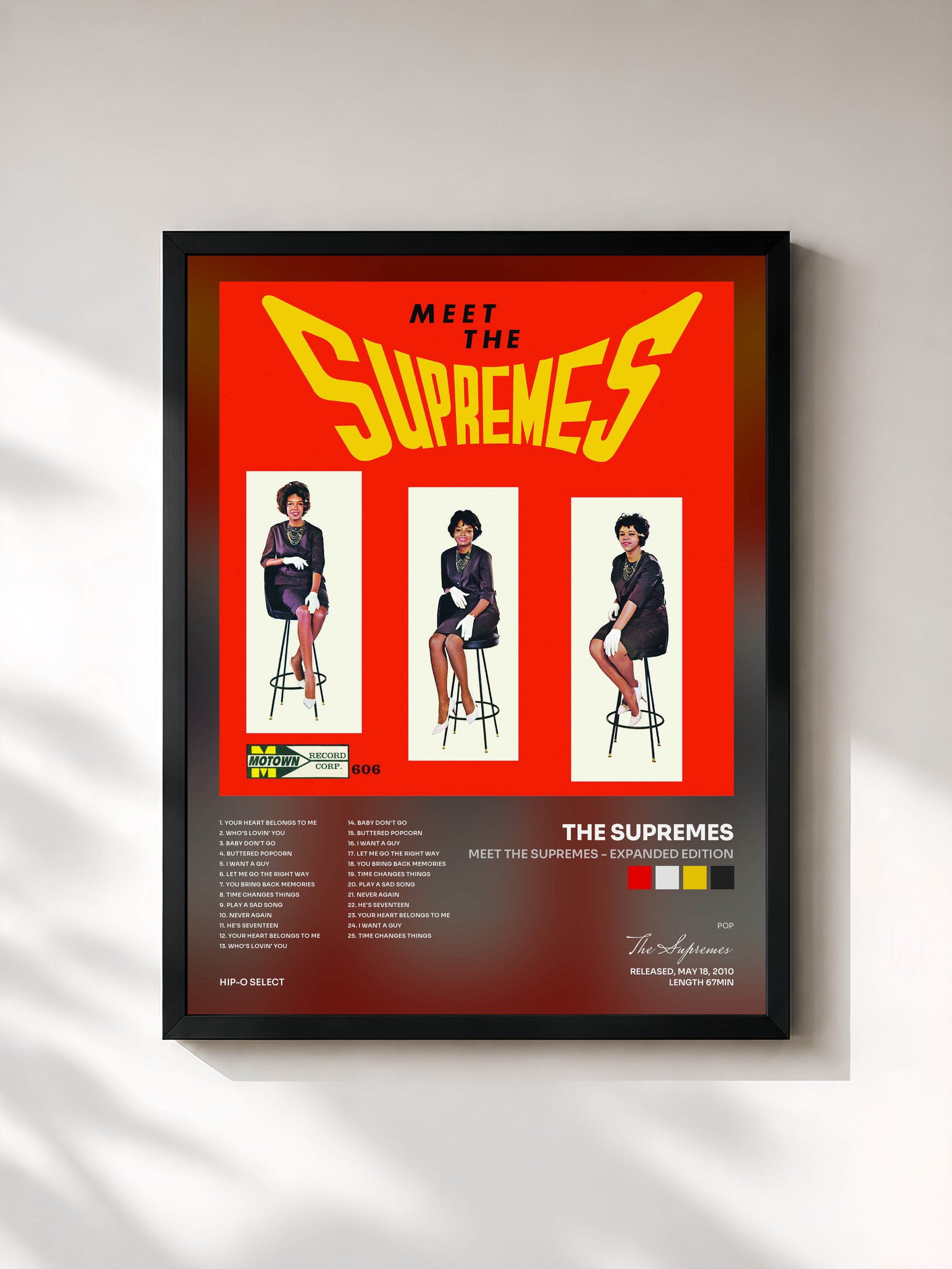 #noir Tableau de l'album Meet The Supremes - Expanded Edition de The Supremes, cadre noir, imprimé et encadré en France