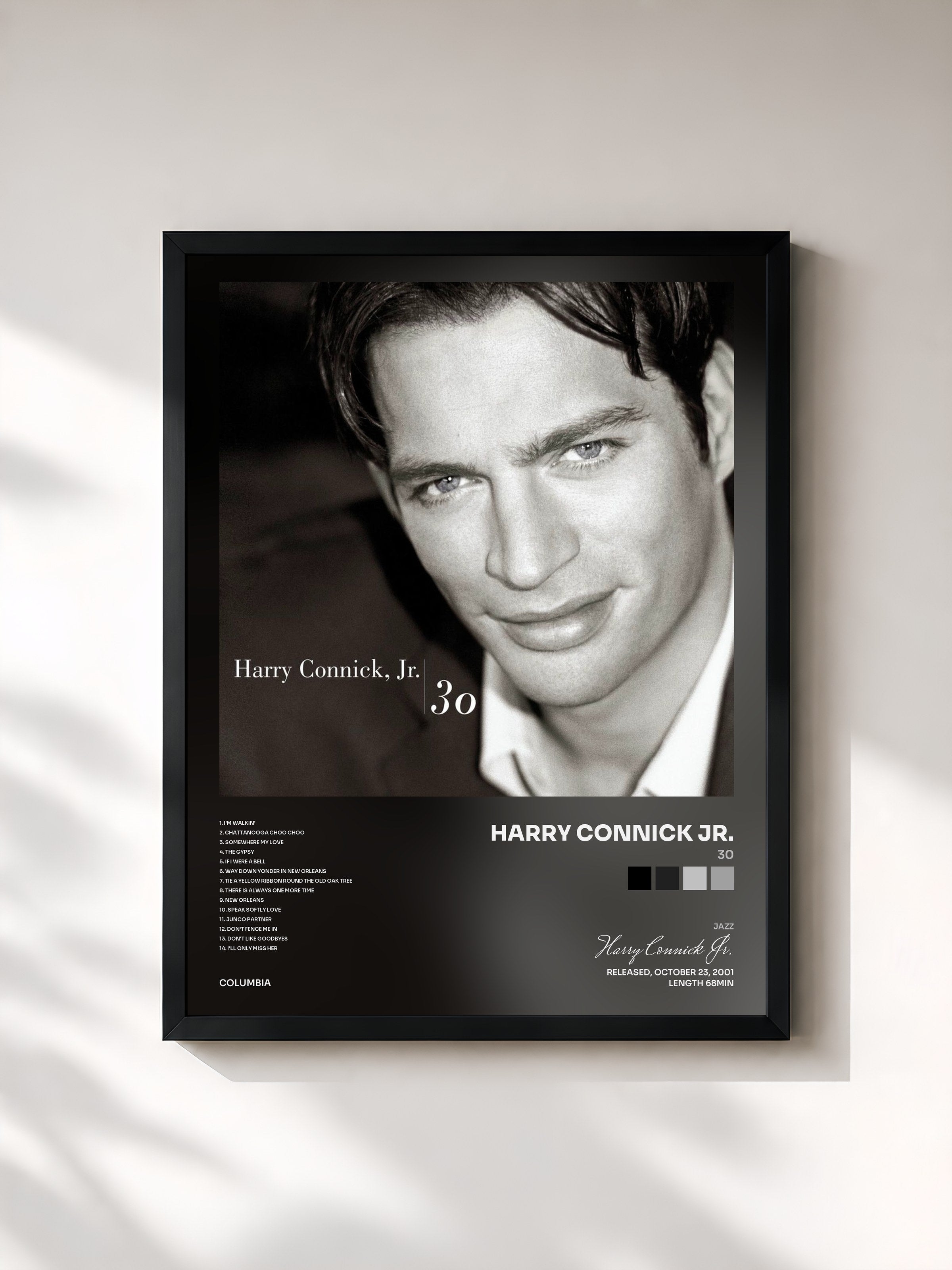 #noir Tableau de l'album 30 de Harry Connick Jr., cadre noir, imprimé et encadré en France