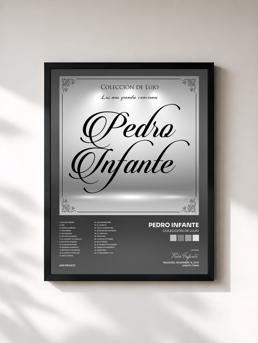 #noir Tableau de l'album Colección de Lujo de Pedro Infante, cadre noir, imprimé et encadré en France