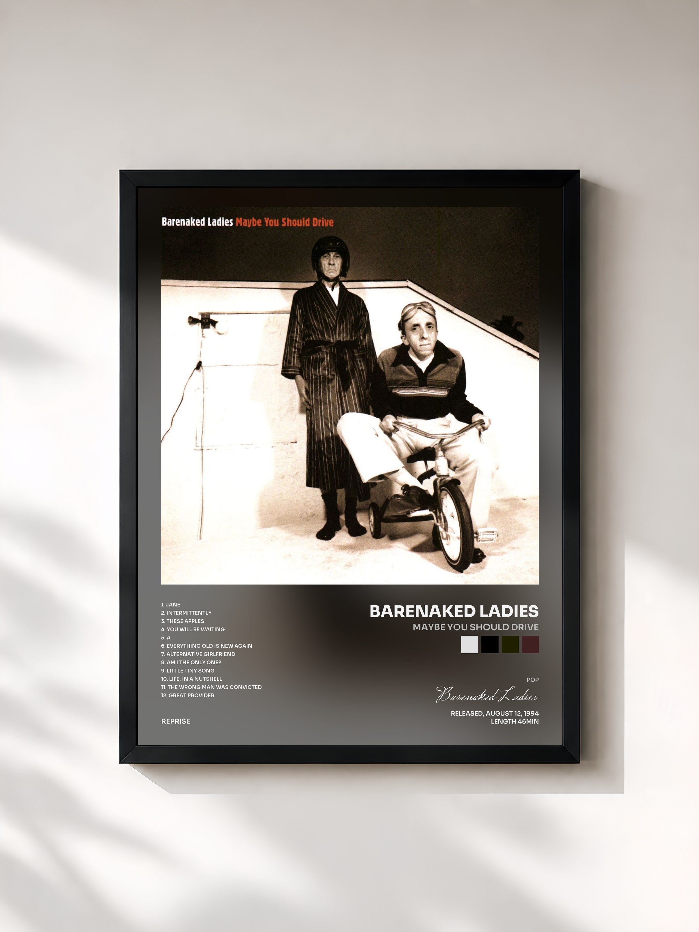 #noir Tableau de l'album Maybe You Should Drive de Barenaked Ladies, cadre noir, imprimé et encadré en France
