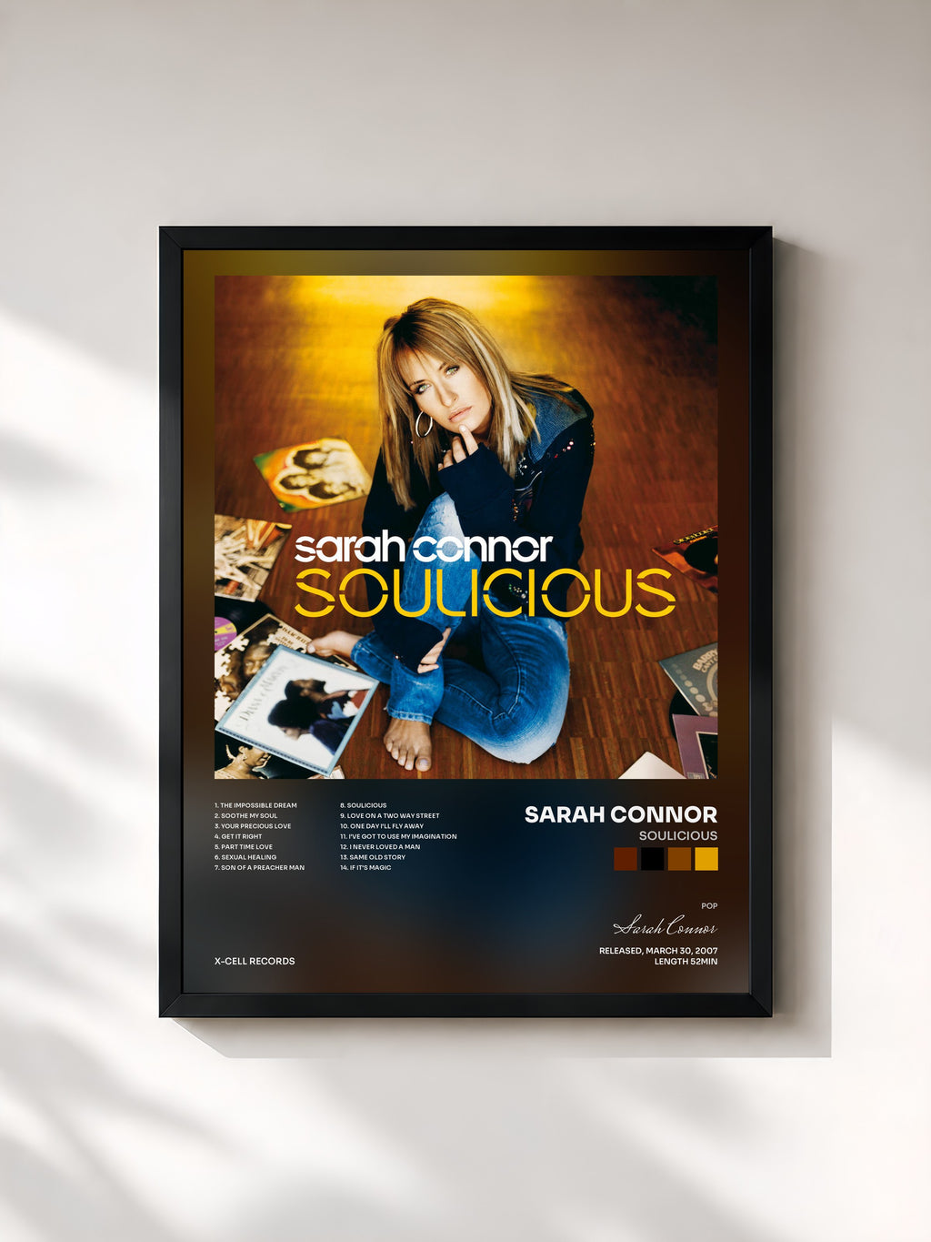 #noir Tableau de l'album Soulicious de Sarah Connor, cadre noir, imprimé et encadré en France