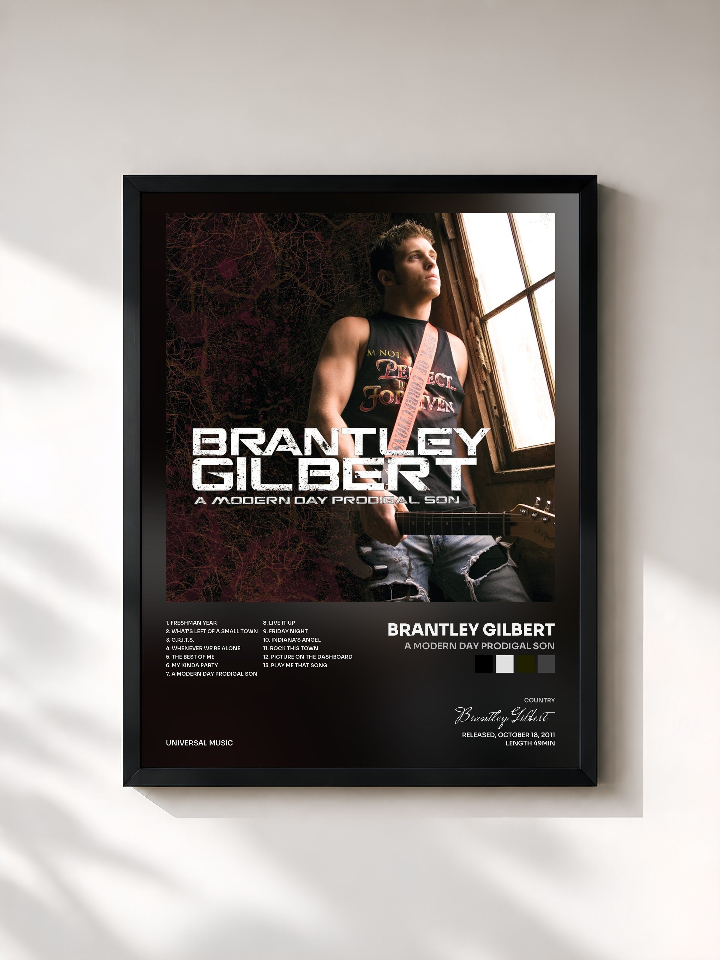 #noir Tableau de l'album A Modern Day Prodigal Son de Brantley Gilbert, cadre noir, imprimé et encadré en France