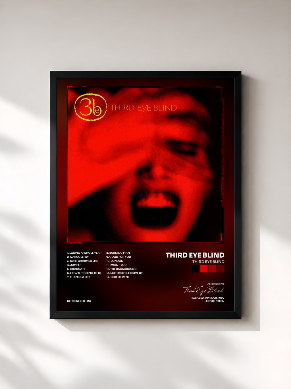 #noir Tableau de l'album Third Eye Blind de Third Eye Blind, cadre noir, imprimé et encadré en France