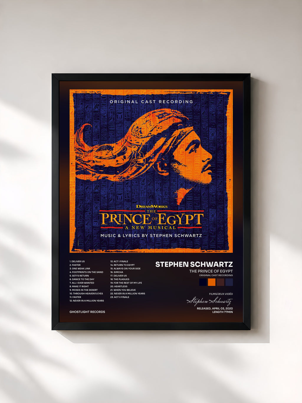 #noir Tableau de l'album The Prince of Egypt (Original Cast Recording) de Stephen Schwartz, cadre noir, imprimé et encadré en France