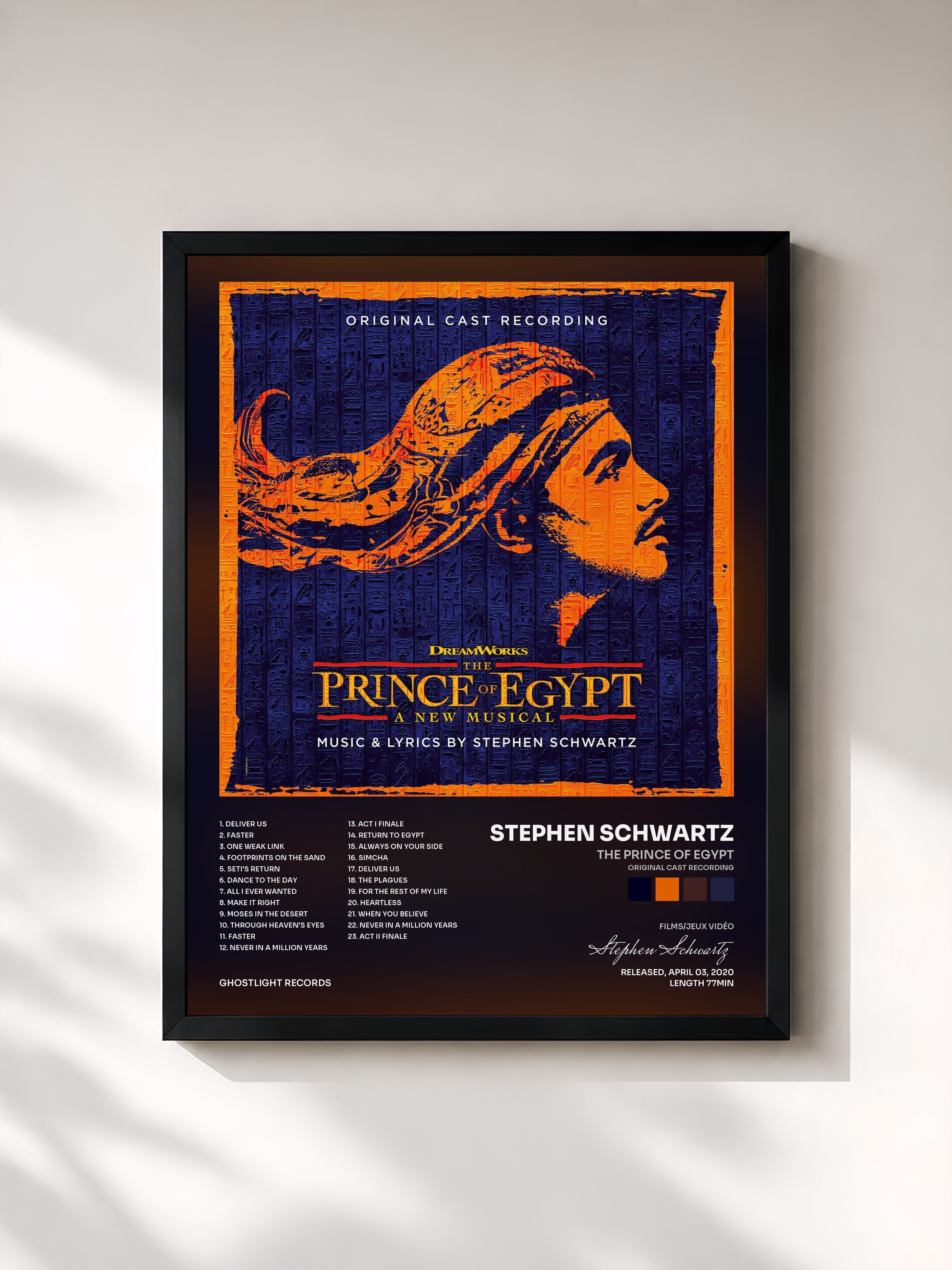#noir Tableau de l'album The Prince of Egypt (Original Cast Recording) de Stephen Schwartz, cadre noir, imprimé et encadré en France