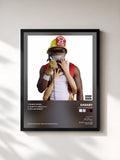 #noir Tableau de l'album CALL DA FIREMAN de DaBaby, cadre noir, imprimé et encadré en France