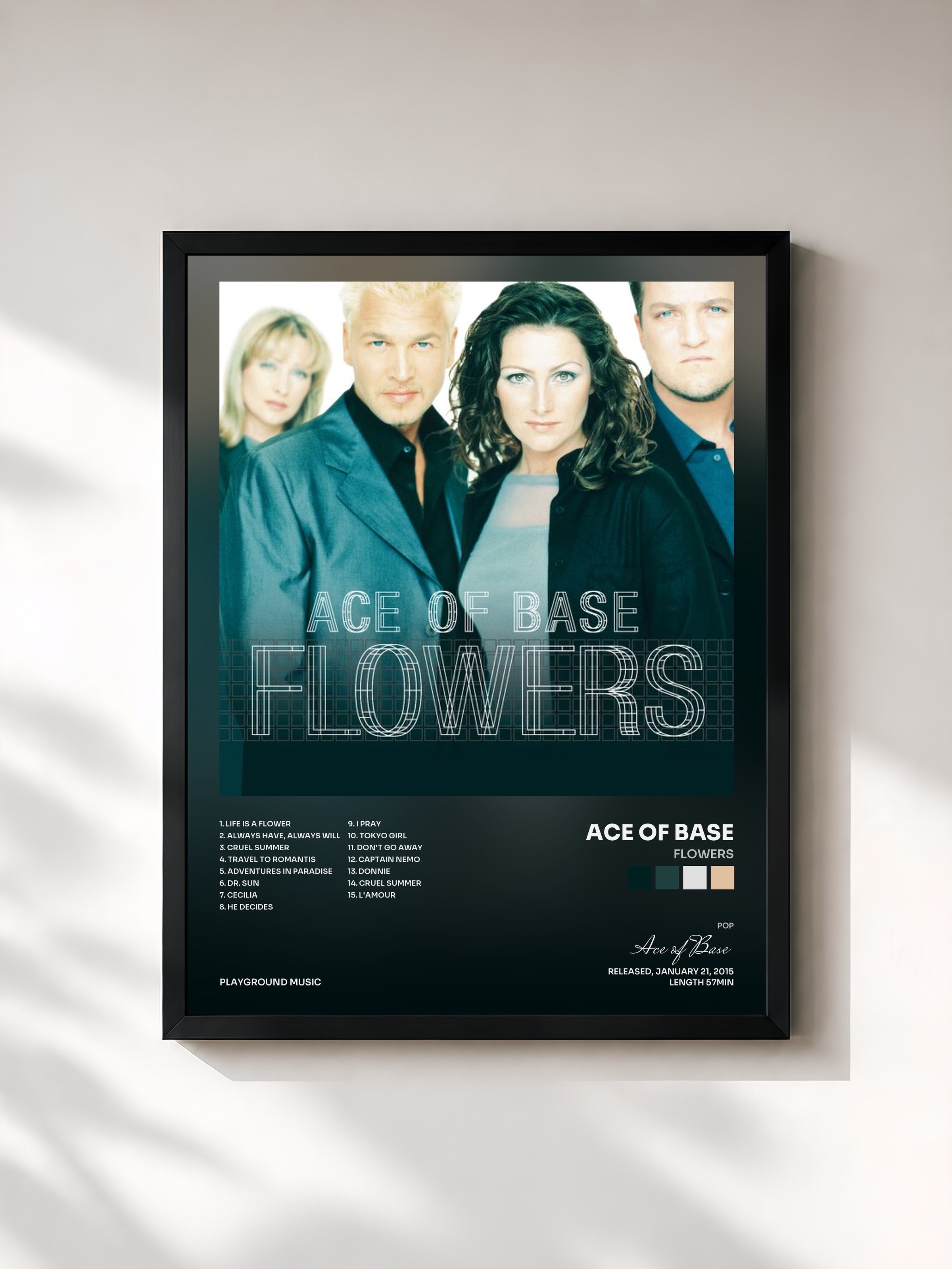 #noir Tableau de l'album Flowers de Ace of Base, cadre noir, imprimé et encadré en France