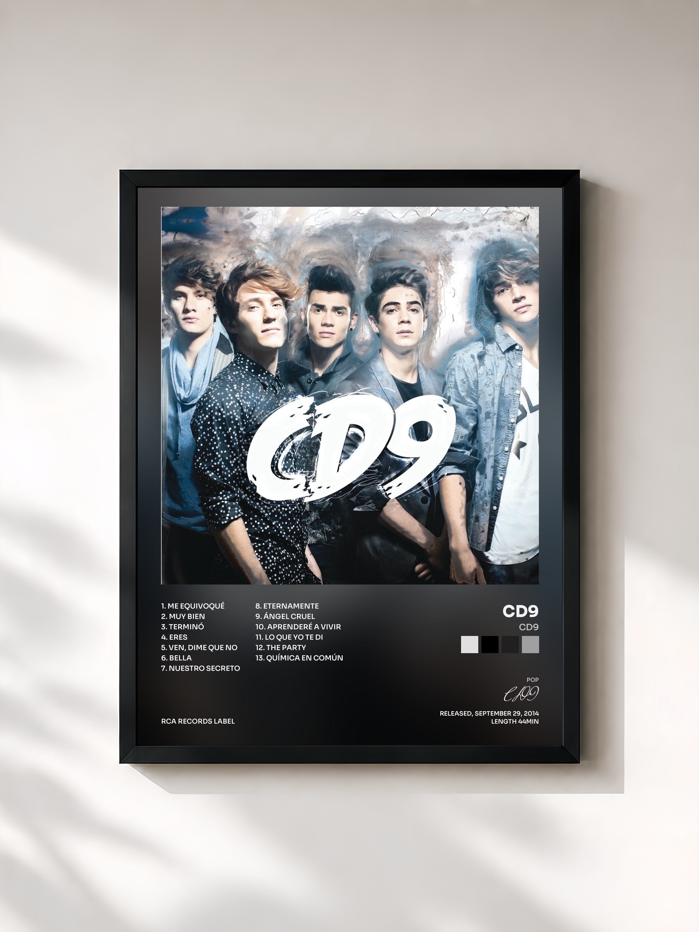 #noir Tableau de l'album CD9 de CD9, cadre noir, imprimé et encadré en France