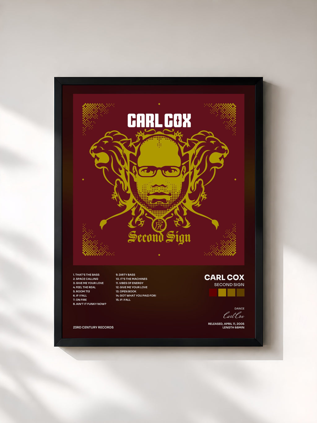 #noir Tableau de l'album Second Sign de Carl Cox, cadre noir, imprimé et encadré en France