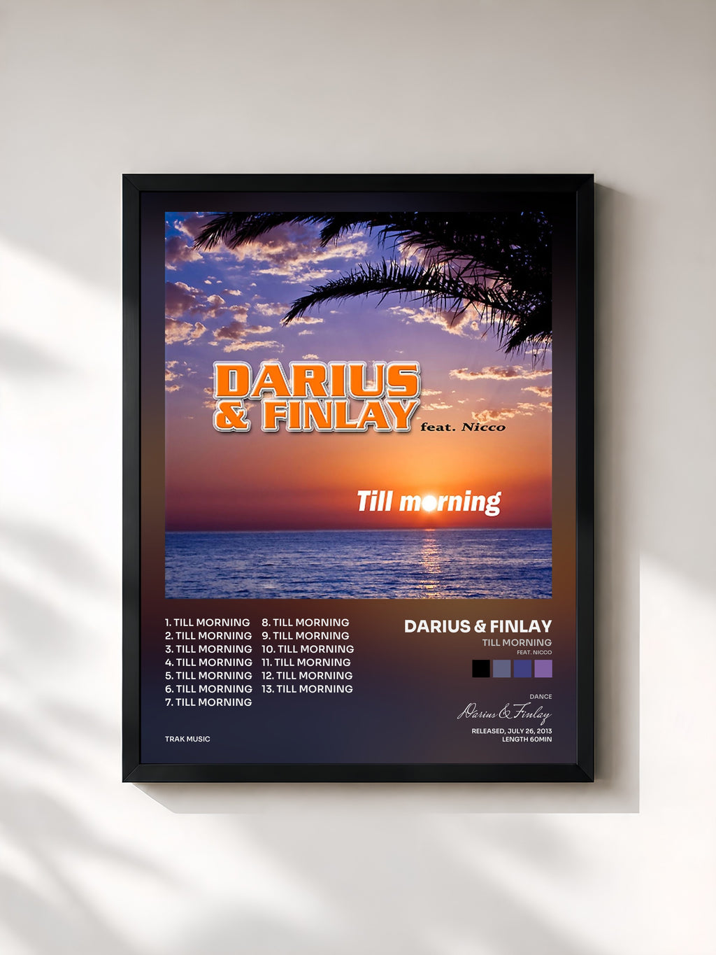 #noir Tableau de l'album Till Morning (feat. Nicco) de Darius & Finlay, cadre noir, imprimé et encadré en France