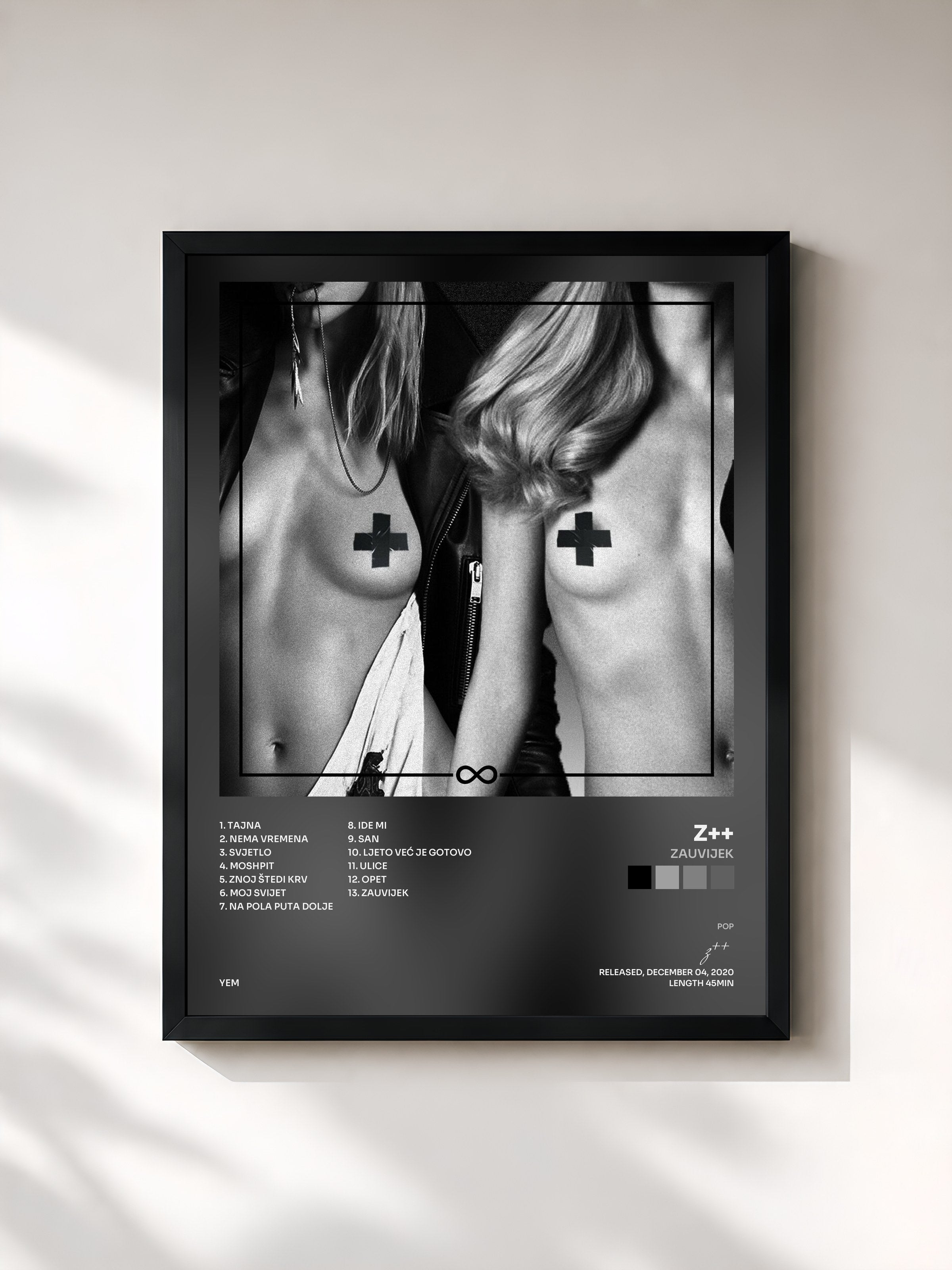 #noir Tableau de l'album Zauvijek de z++, cadre noir, imprimé et encadré en France