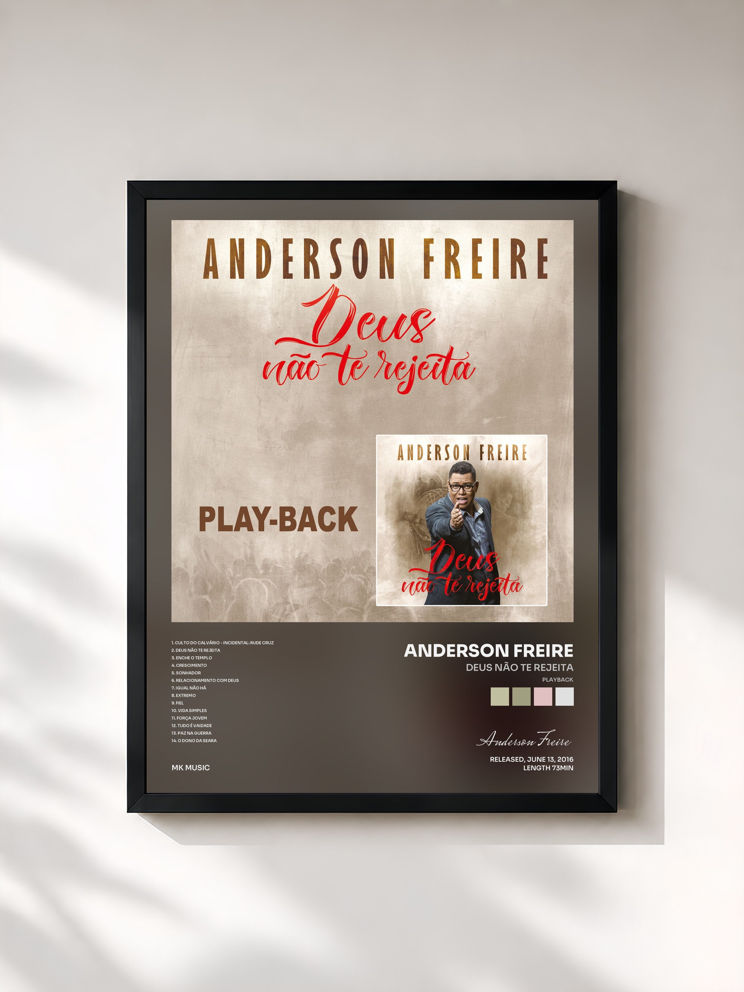 #noir Tableau de l'album Deus Não Te Rejeita (Playback) de Anderson Freire, cadre noir, imprimé et encadré en France