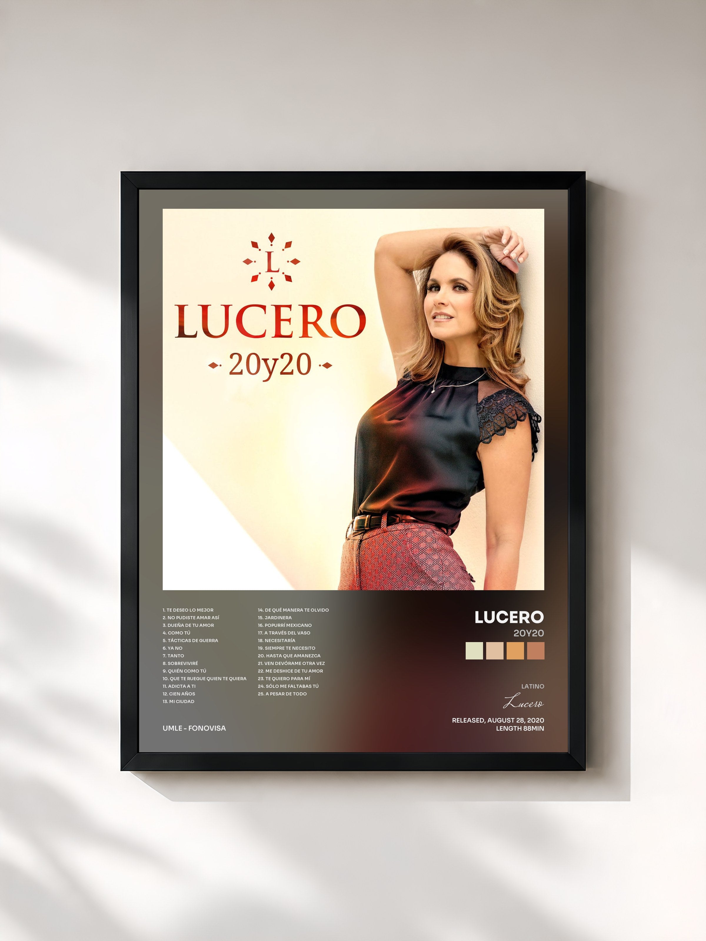 #noir Tableau de l'album 20y20 de Lucero, cadre noir, imprimé et encadré en France