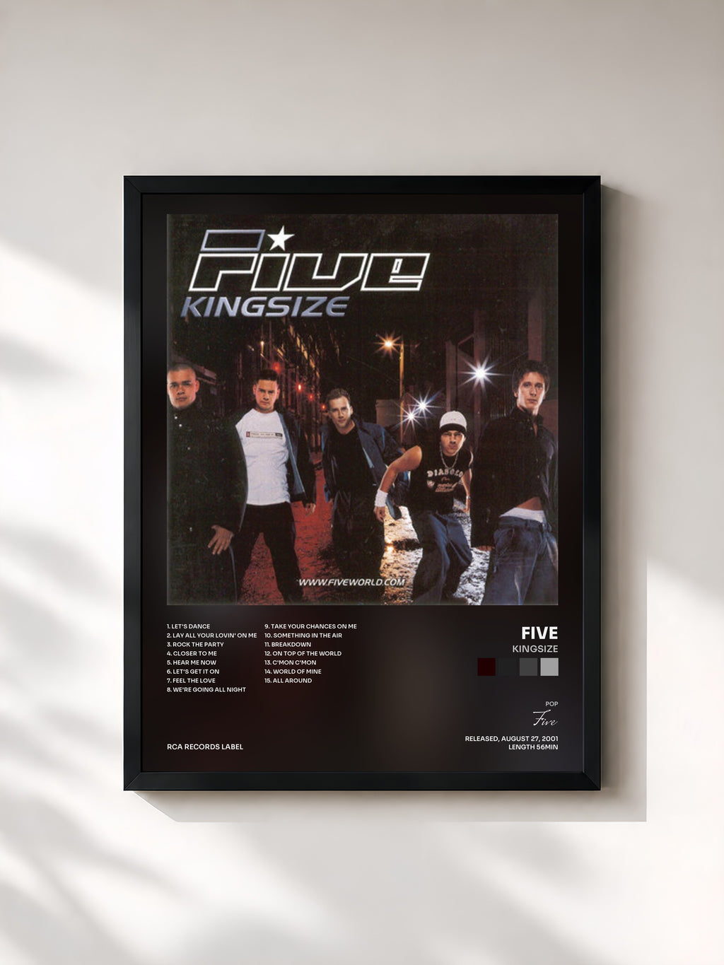#noir Tableau de l'album Kingsize de Five, cadre noir, imprimé et encadré en France