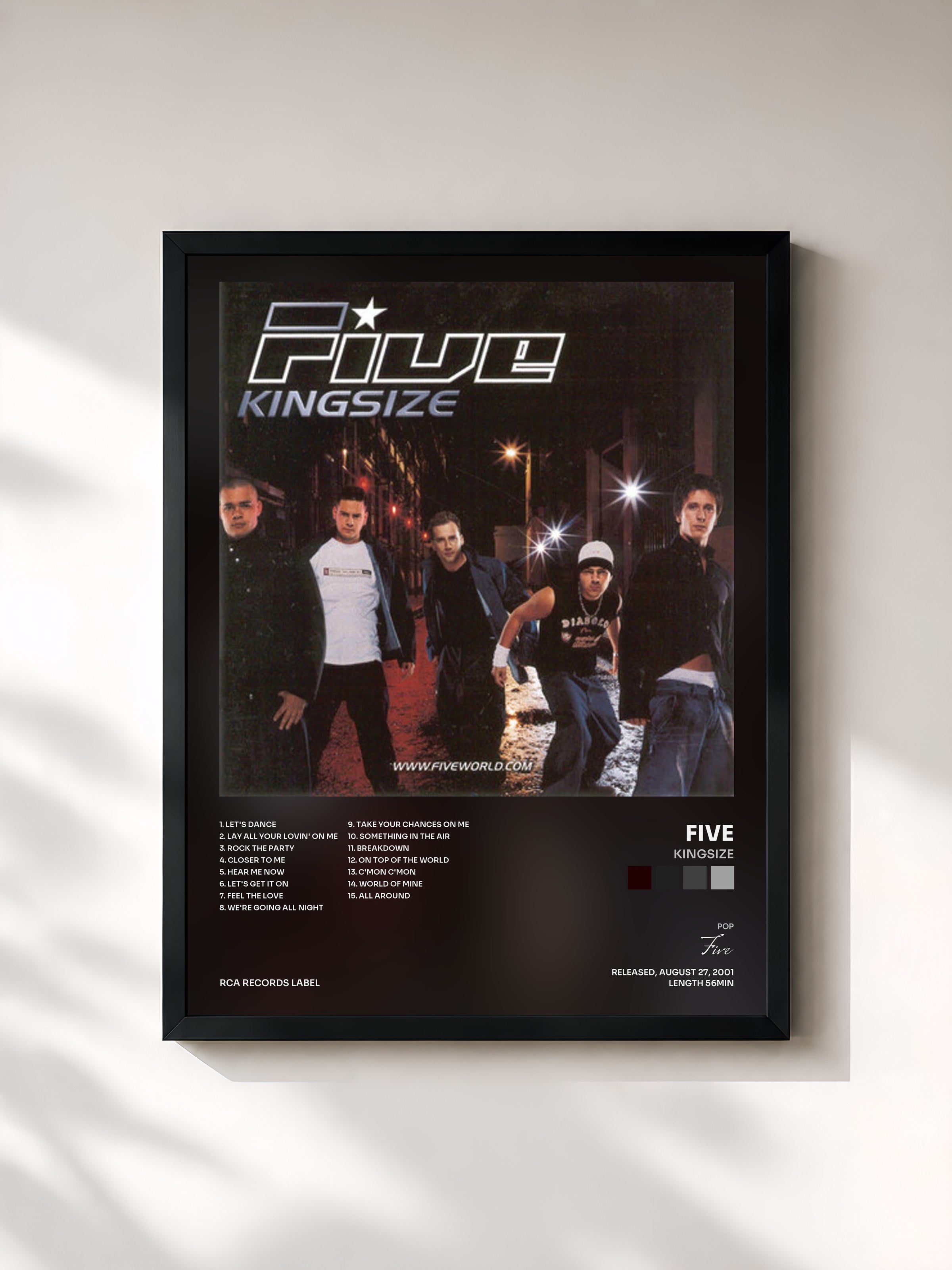 #noir Tableau de l'album Kingsize de Five, cadre noir, imprimé et encadré en France