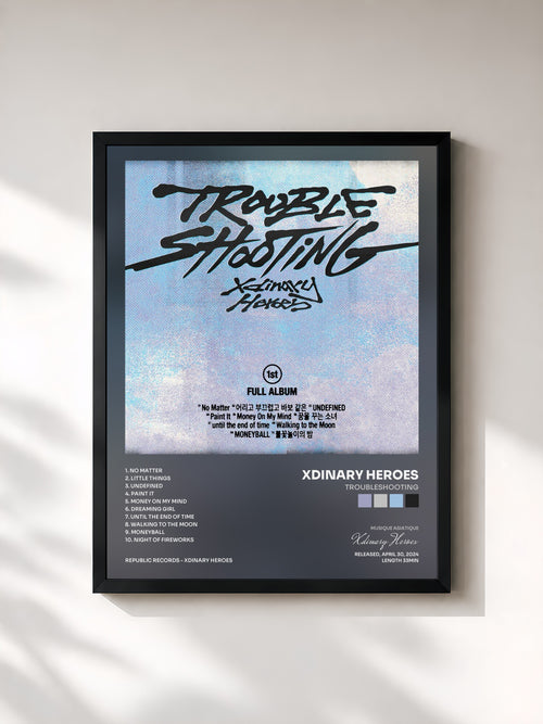 Xdinary Heroes · Troubleshooting — Affiche encadrée