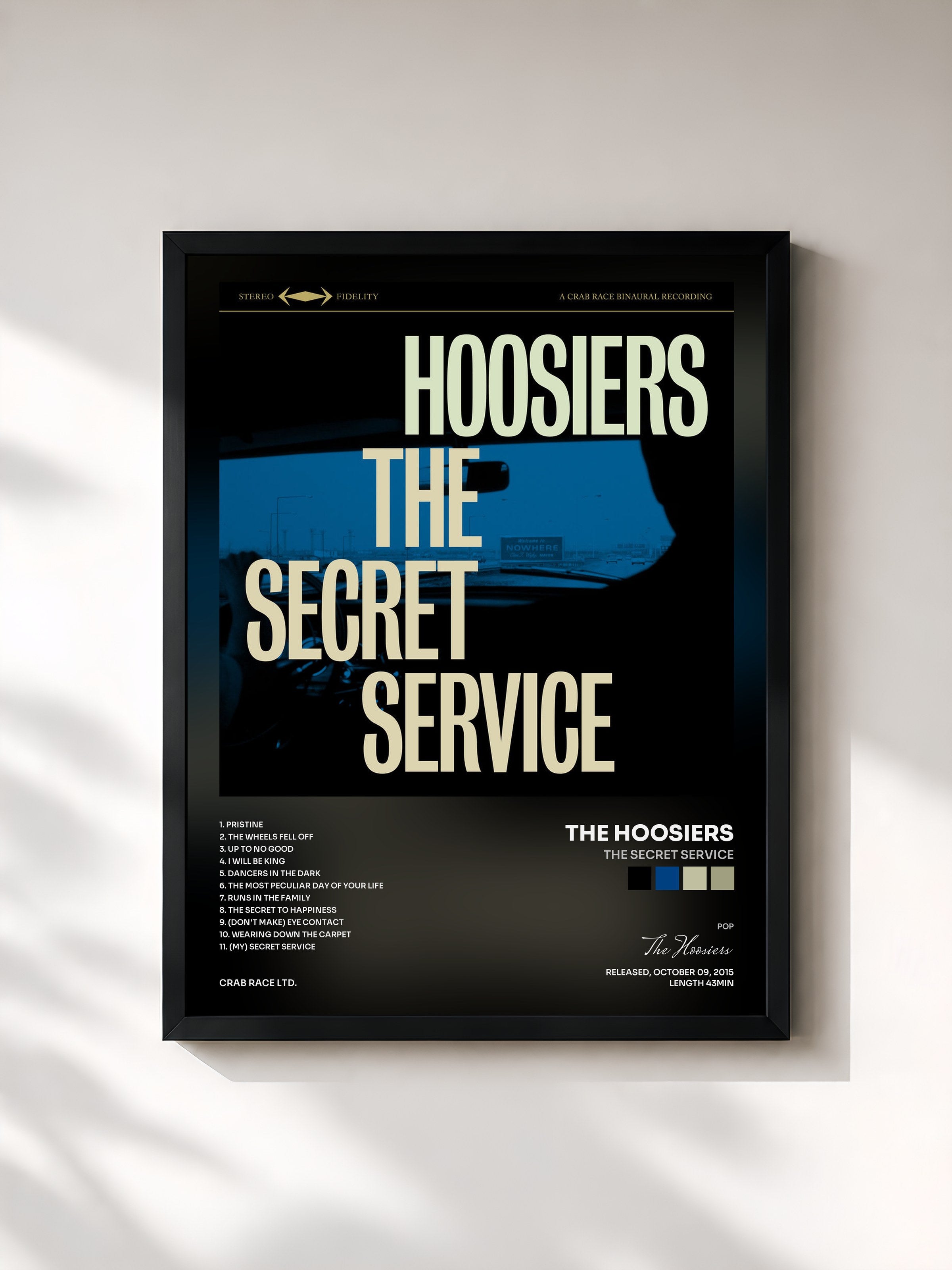 #noir Tableau de l'album The Secret Service de The Hoosiers, cadre noir, imprimé et encadré en France