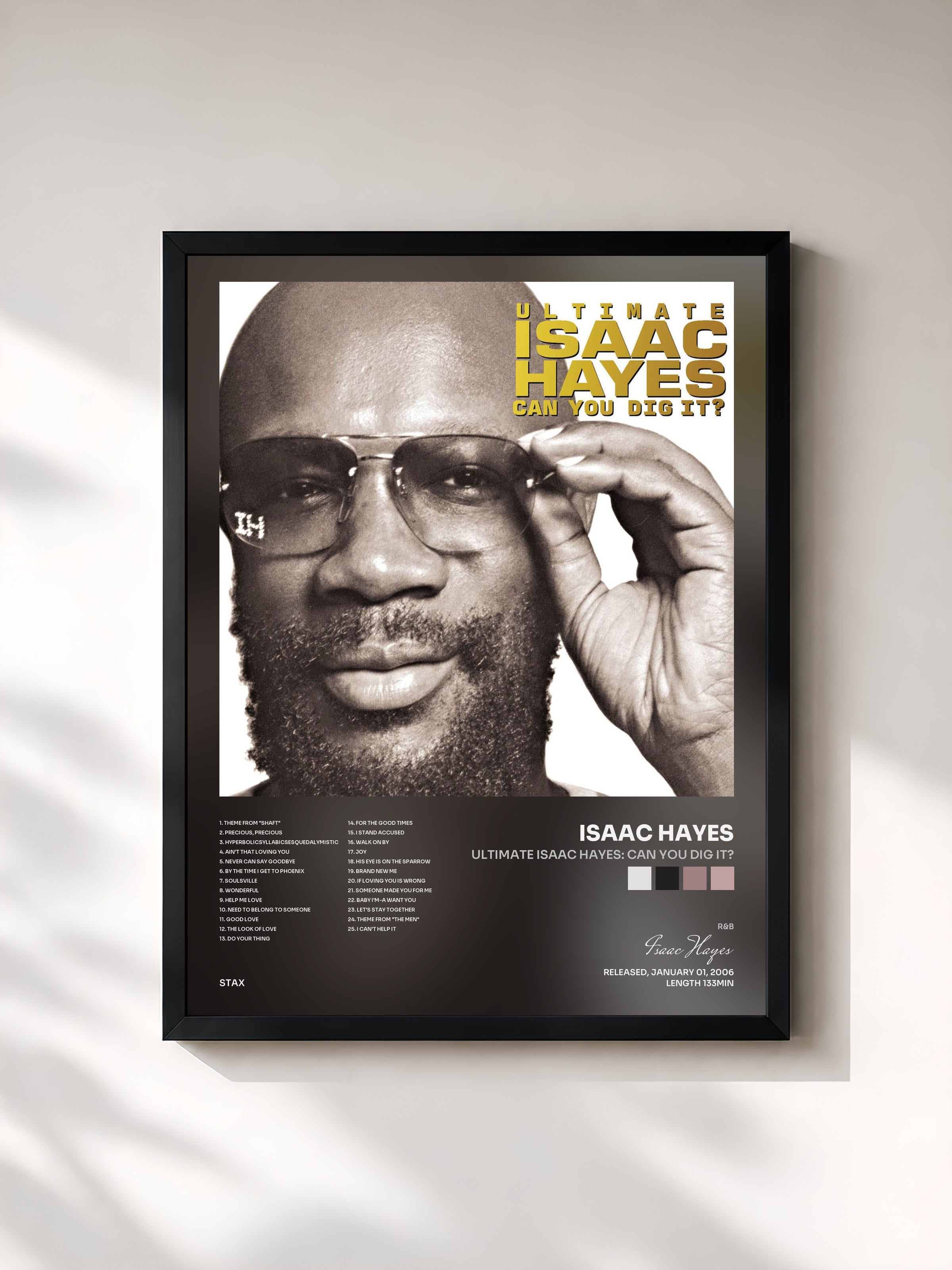 #noir Tableau de l'album Ultimate Isaac Hayes: Can You Dig It? de Isaac Hayes, cadre noir, imprimé et encadré en France