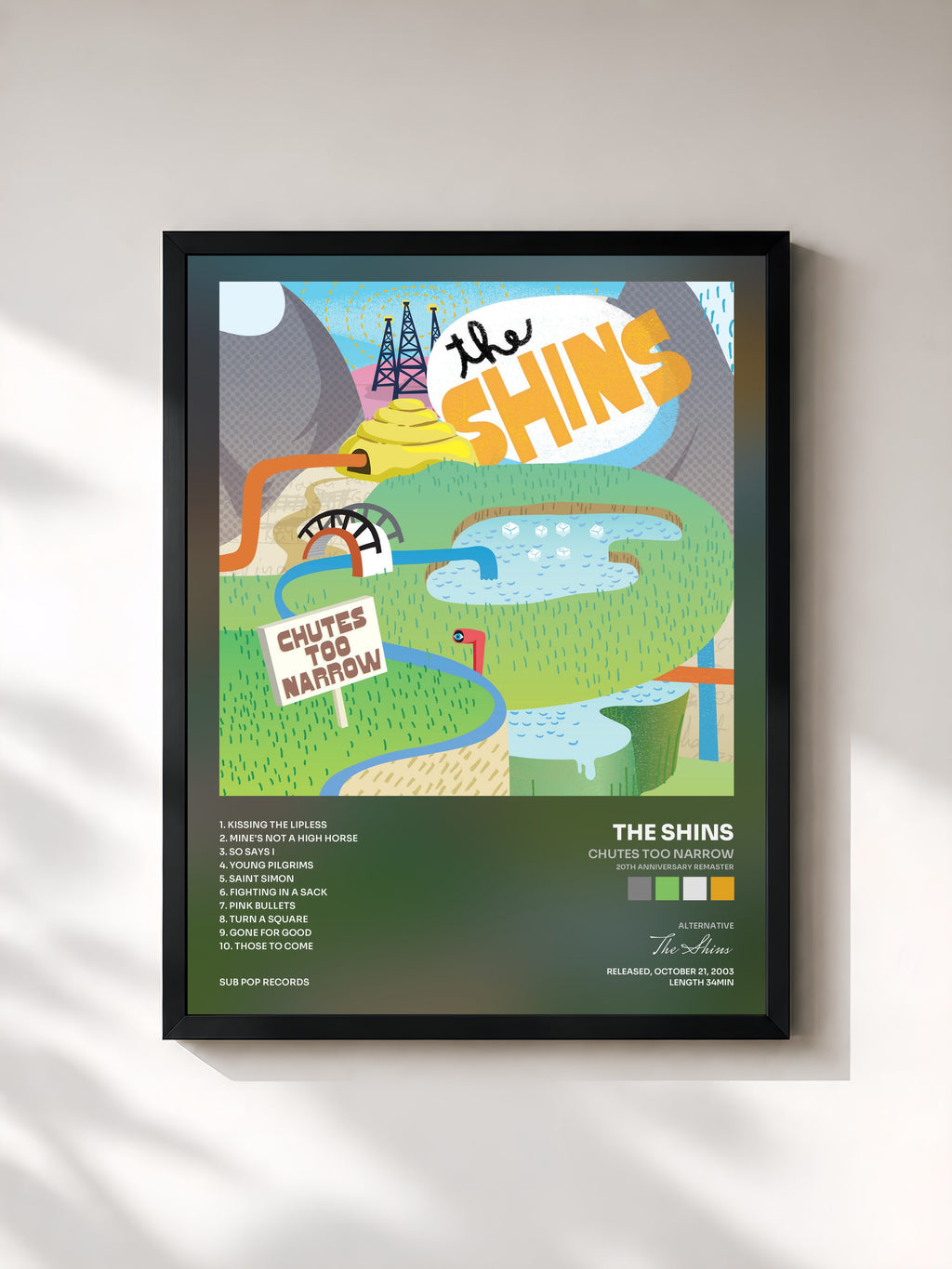 #noir Tableau de l'album Chutes Too Narrow (20th Anniversary Remaster) de The Shins, cadre noir, imprimé et encadré en France