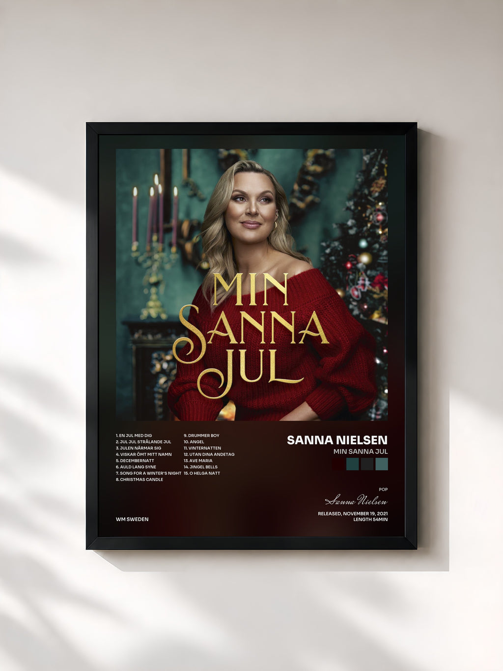 #noir Tableau de l'album Min Sanna jul de Sanna Nielsen, cadre noir, imprimé et encadré en France