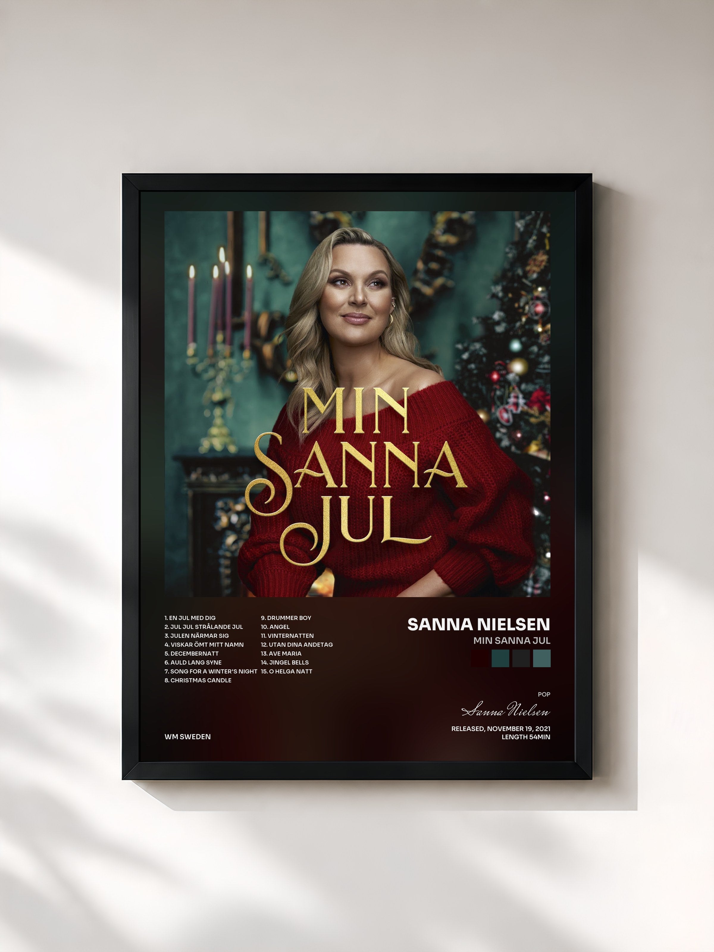 #noir Tableau de l'album Min Sanna jul de Sanna Nielsen, cadre noir, imprimé et encadré en France