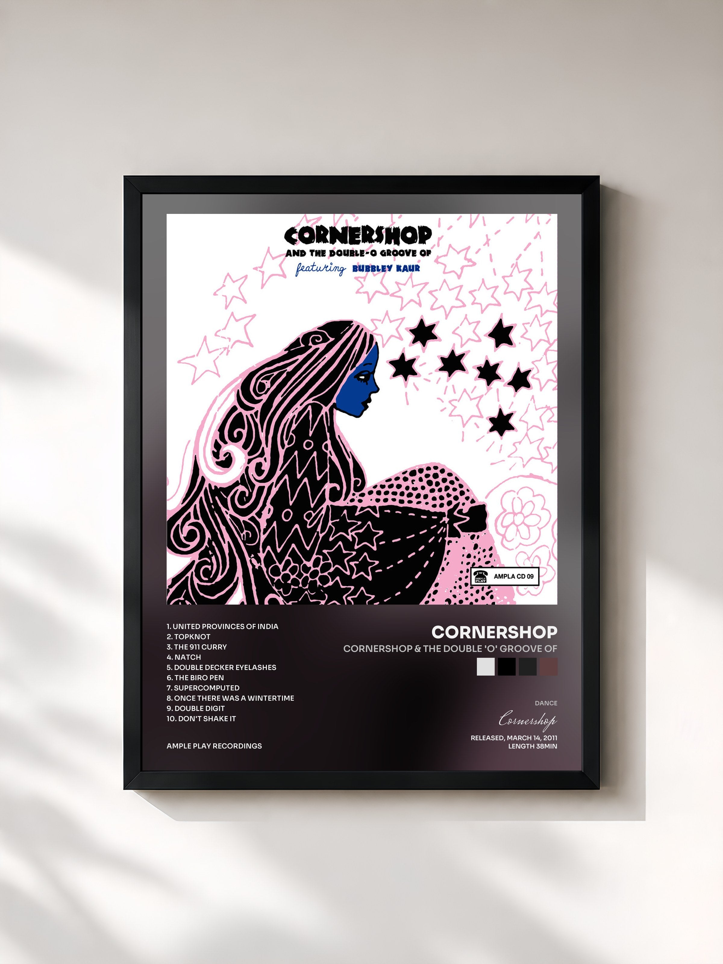 #noir Tableau de l'album Cornershop & The Double 'O' Groove Of de Cornershop, cadre noir, imprimé et encadré en France