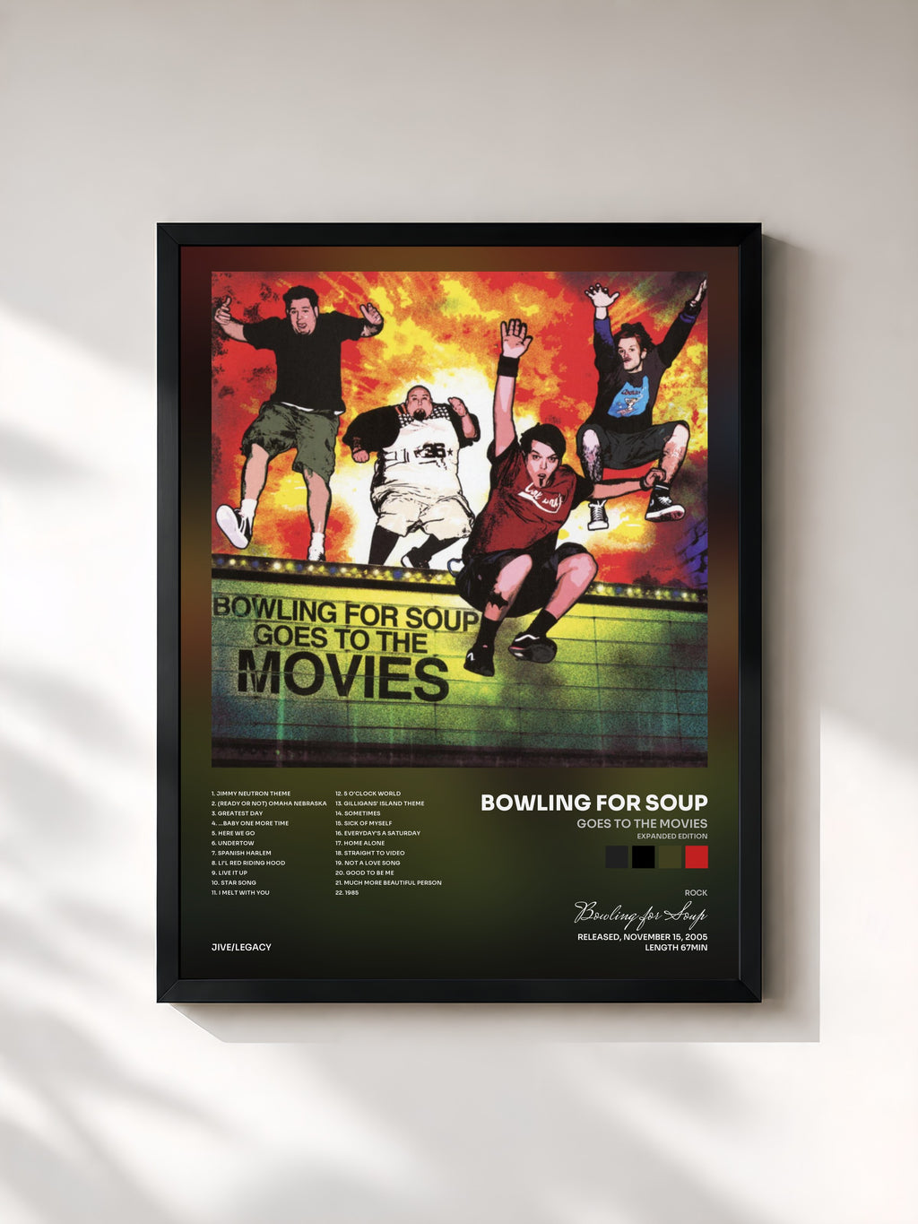 #noir Tableau de l'album Goes to the Movies (Expanded Edition) de Bowling for Soup, cadre noir, imprimé et encadré en France