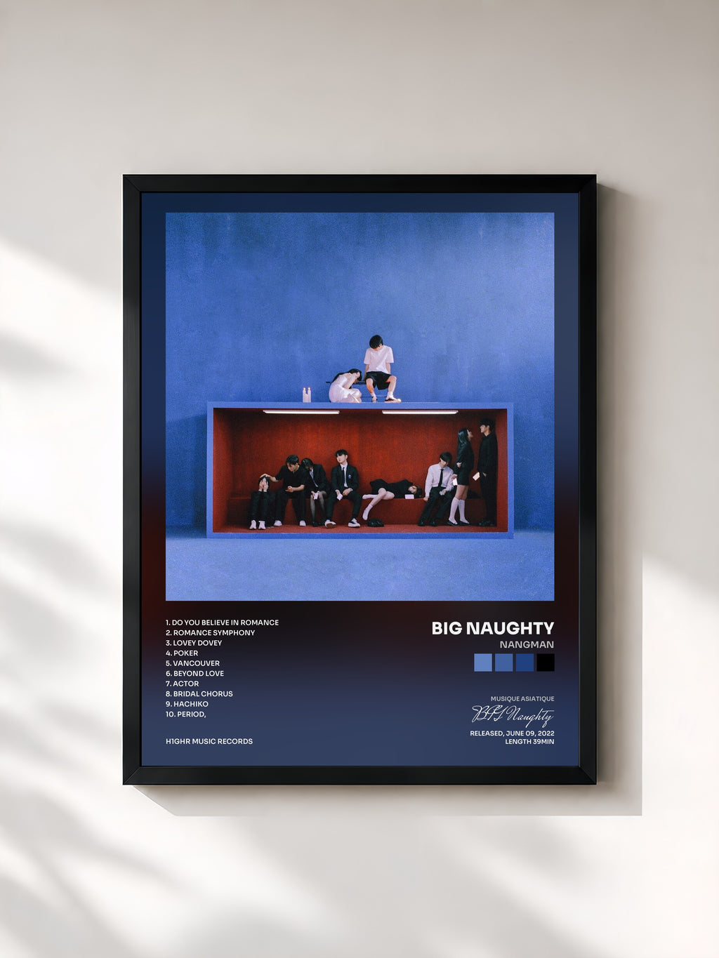 #noir Tableau de l'album NANGMAN de BIG Naughty, cadre noir, imprimé et encadré en France