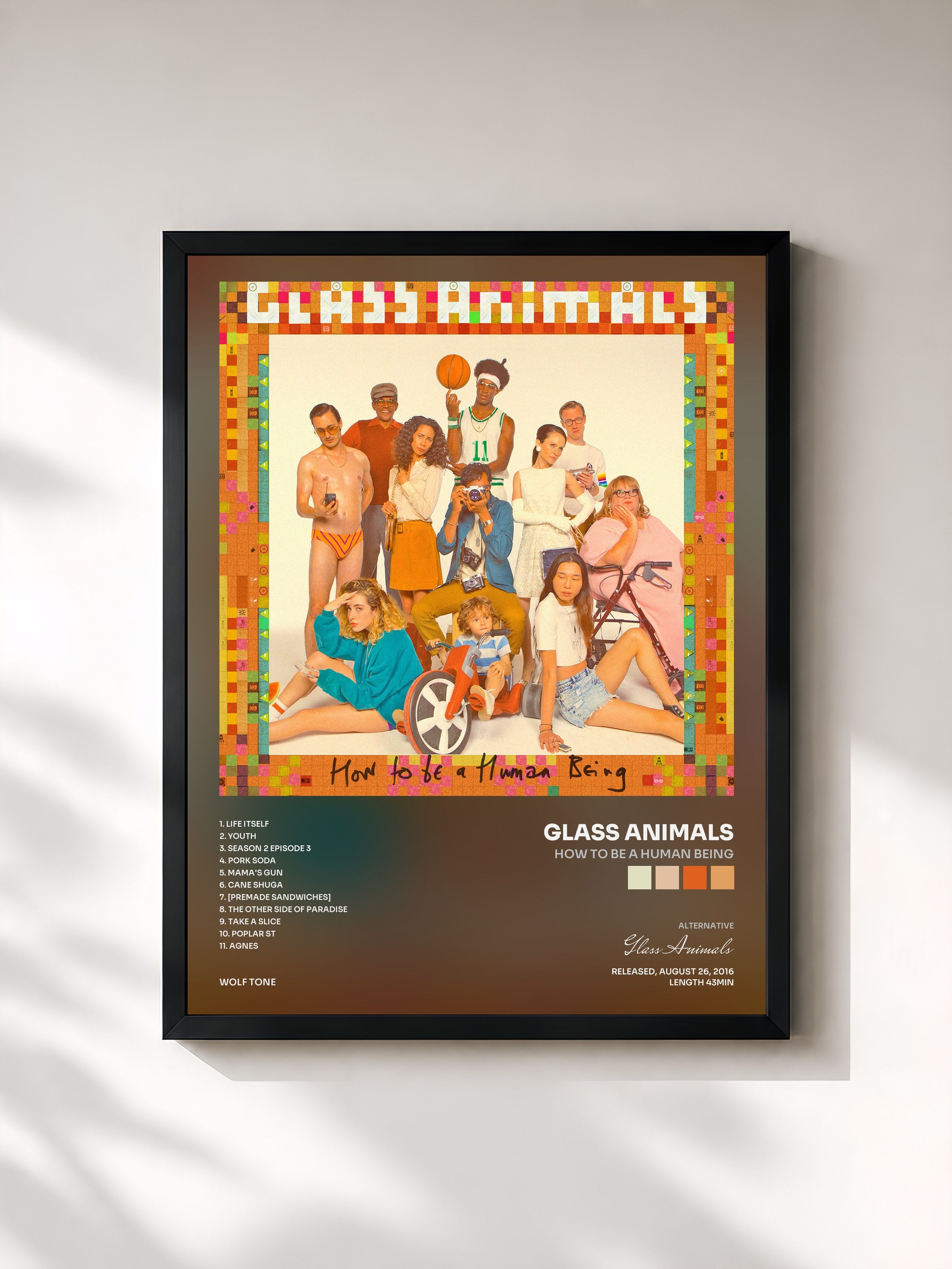 #noir Tableau de l'album How To Be A Human Being de Glass Animals, cadre noir, imprimé et encadré en France