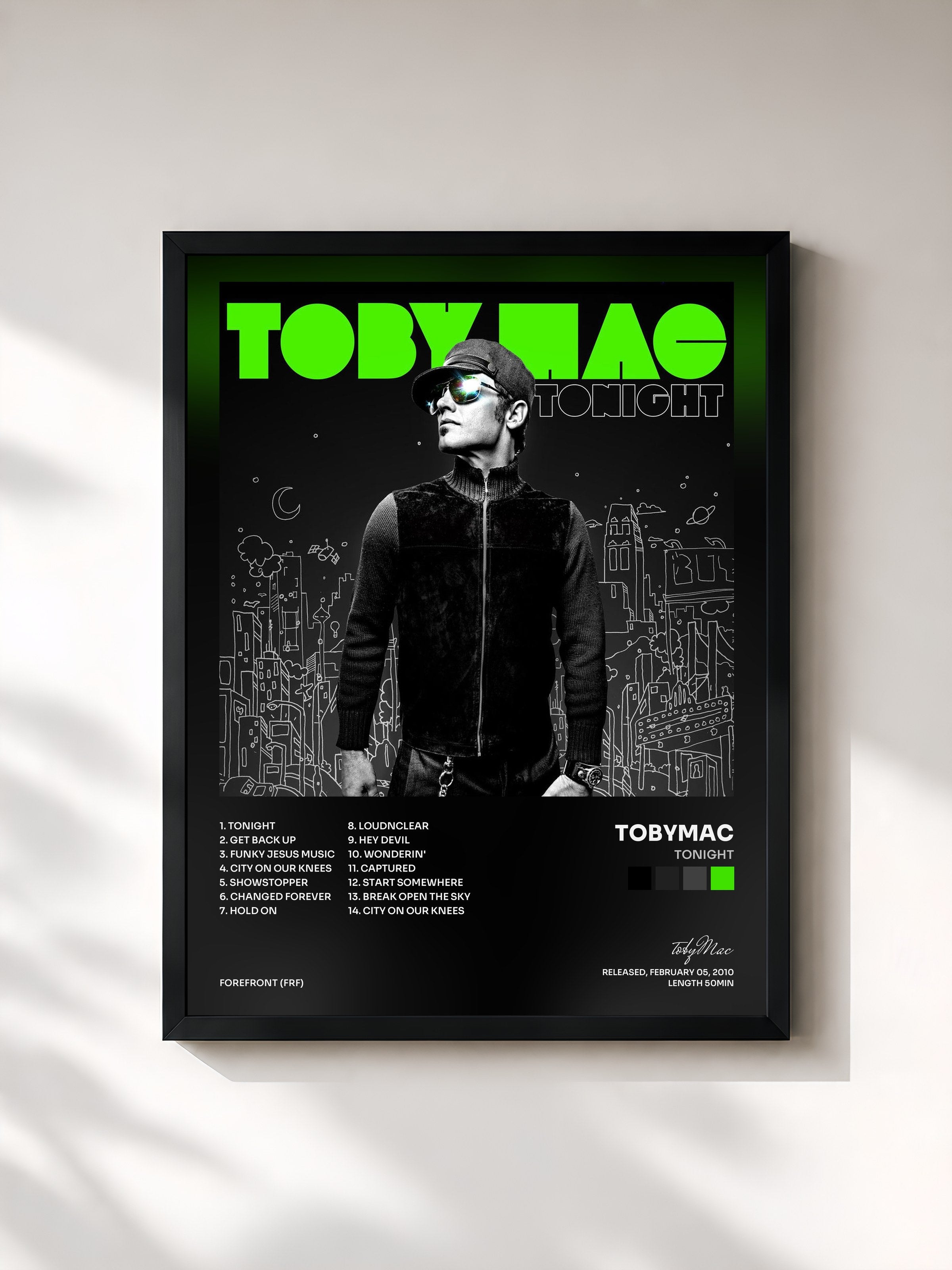 #noir Tableau de l'album Tonight de tobyMac, cadre noir, imprimé et encadré en France