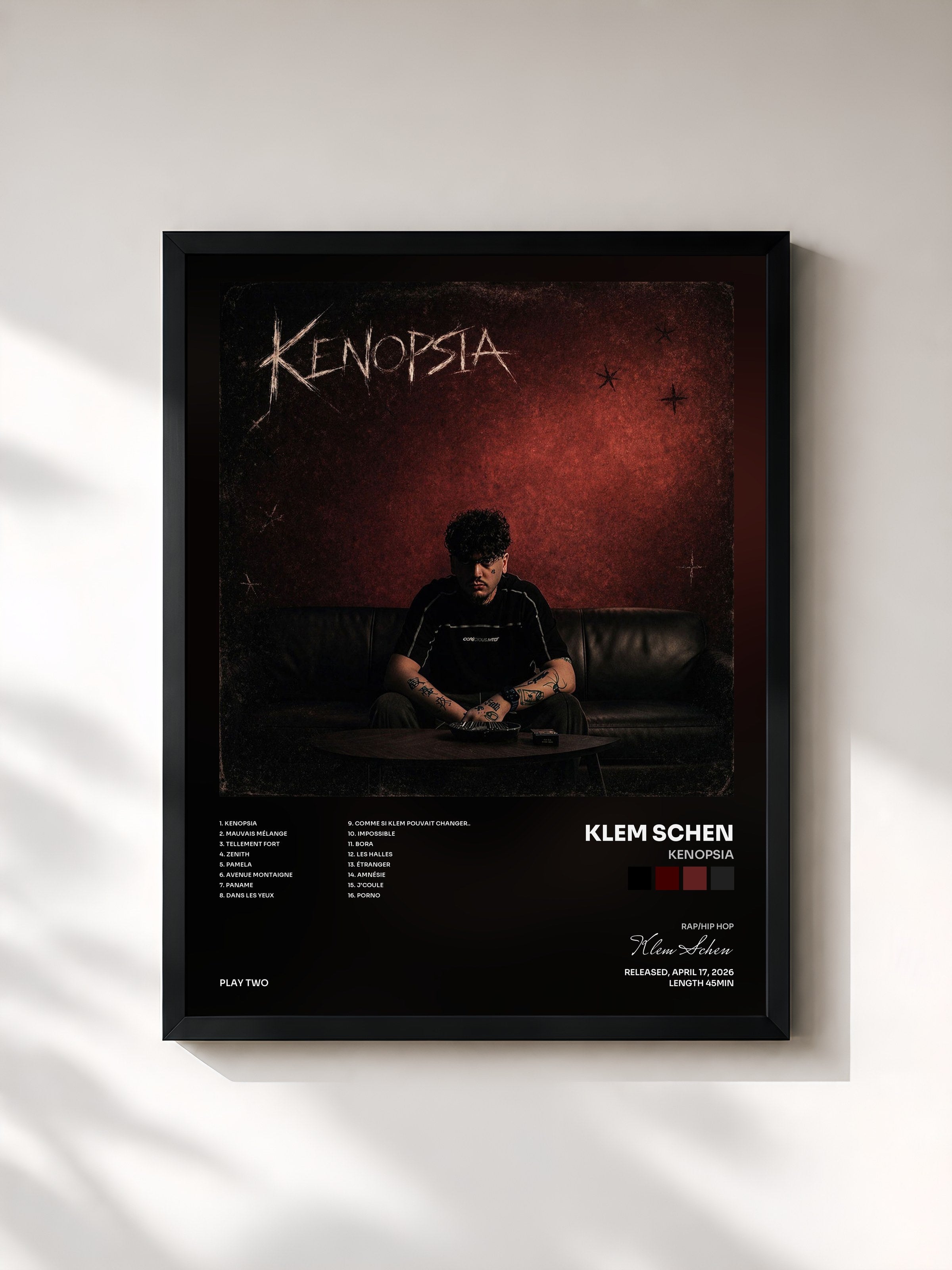#noir Tableau de l'album KENOPSIA de Klem Schen, cadre noir, imprimé et encadré en France
