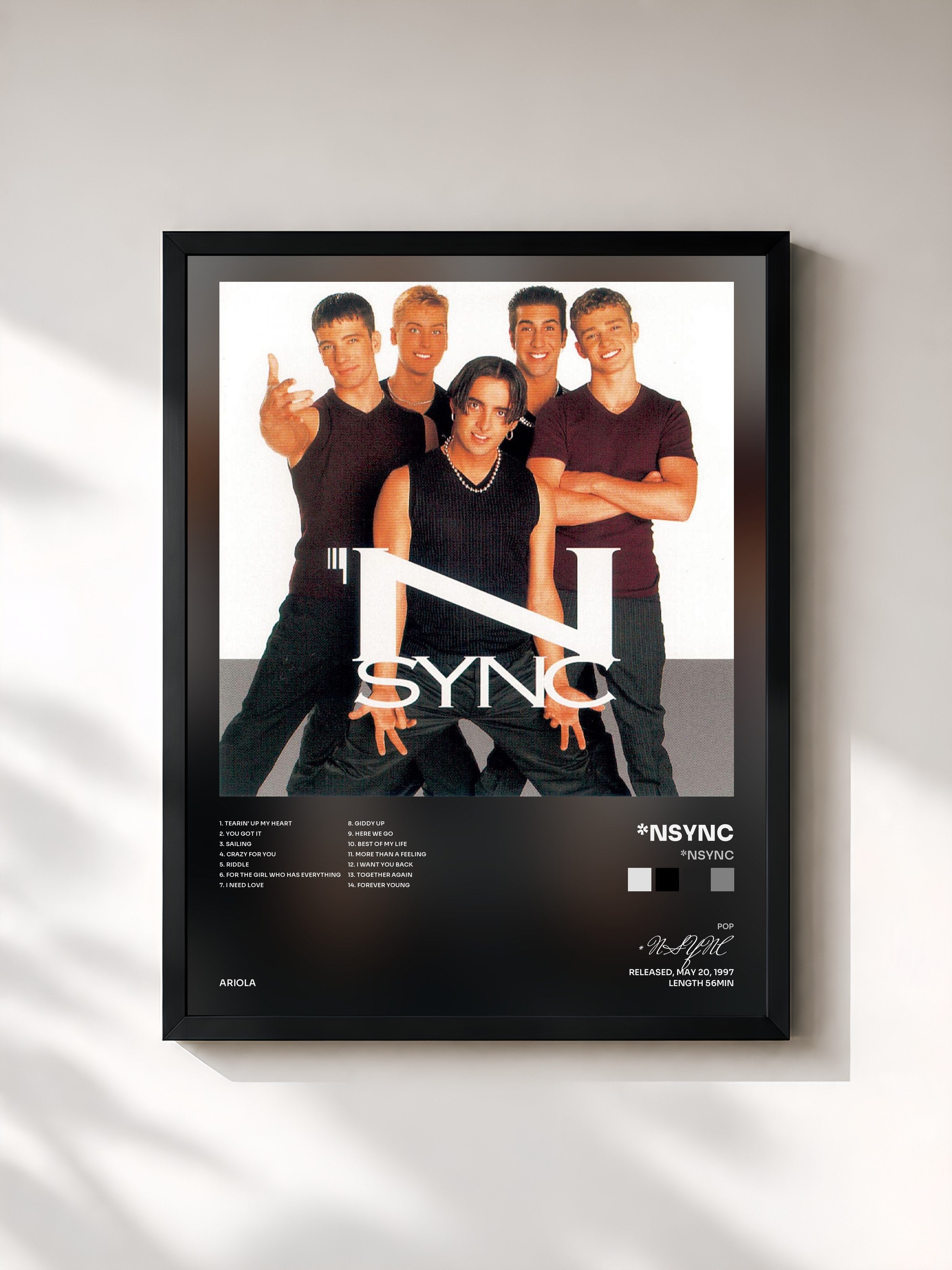 #noir Tableau de l'album *NSYNC de *NSYNC, cadre noir, imprimé et encadré en France