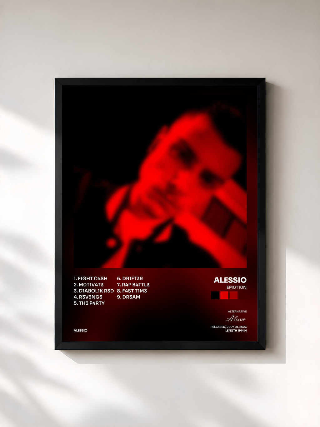 #noir Tableau de l'album Em0t10n de Alessio, cadre noir, imprimé et encadré en France