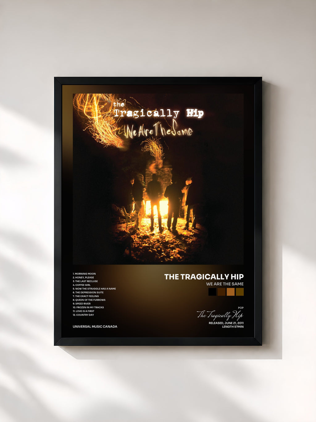 #noir Tableau de l'album We Are The Same de The Tragically Hip, cadre noir, imprimé et encadré en France