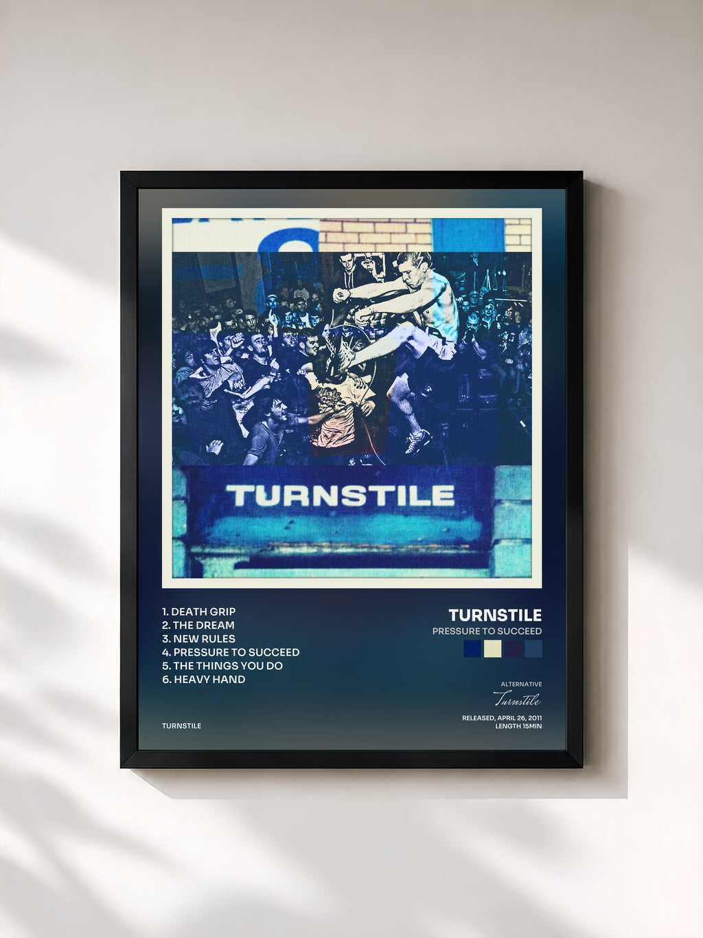 #noir Tableau de l'album Pressure to Succeed de Turnstile, cadre noir, imprimé et encadré en France