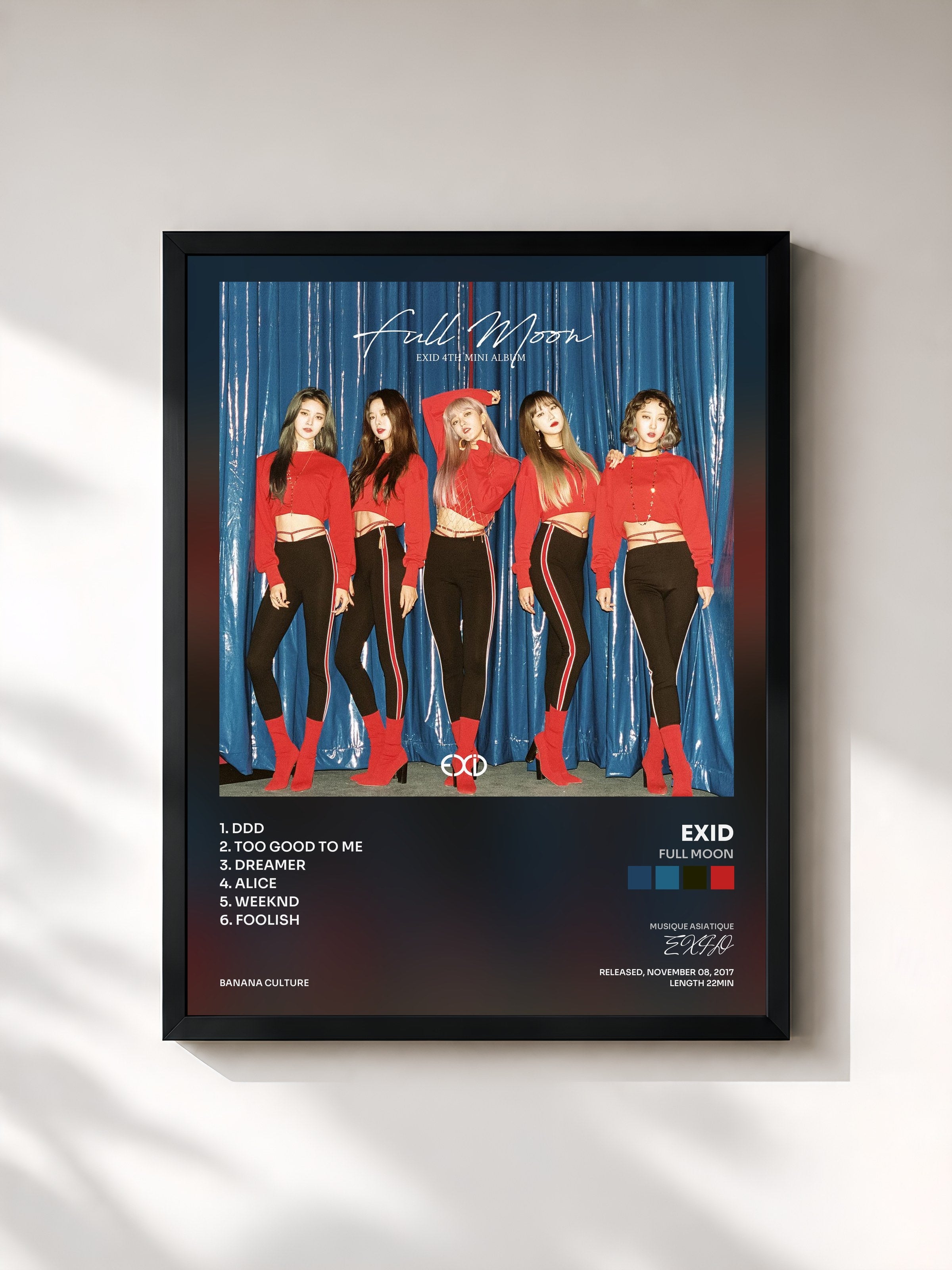 #noir Tableau de l'album Full Moon de EXID, cadre noir, imprimé et encadré en France