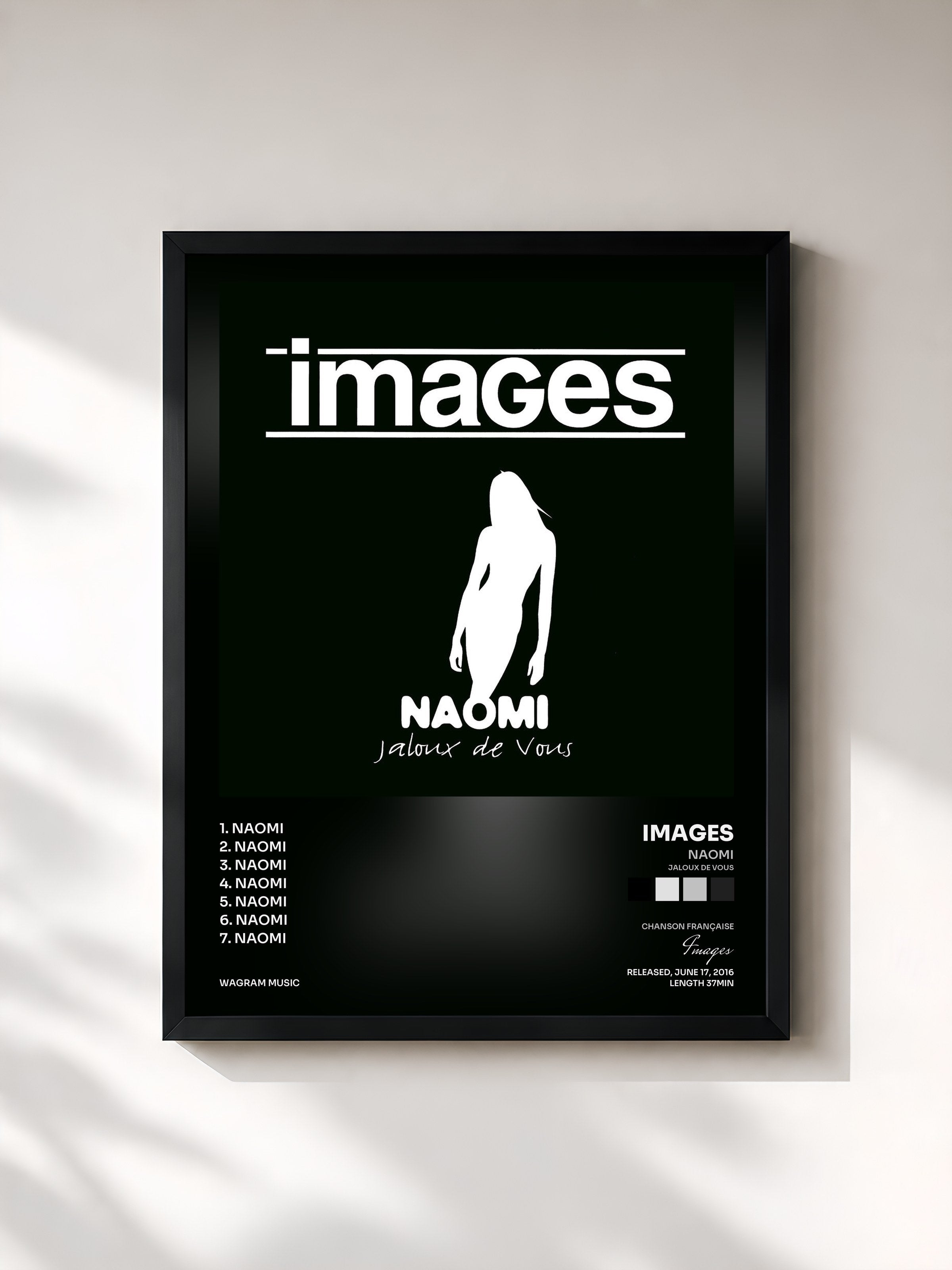 #noir Tableau de l'album Naomi (Jaloux de vous) - EP de Images, cadre noir, imprimé et encadré en France