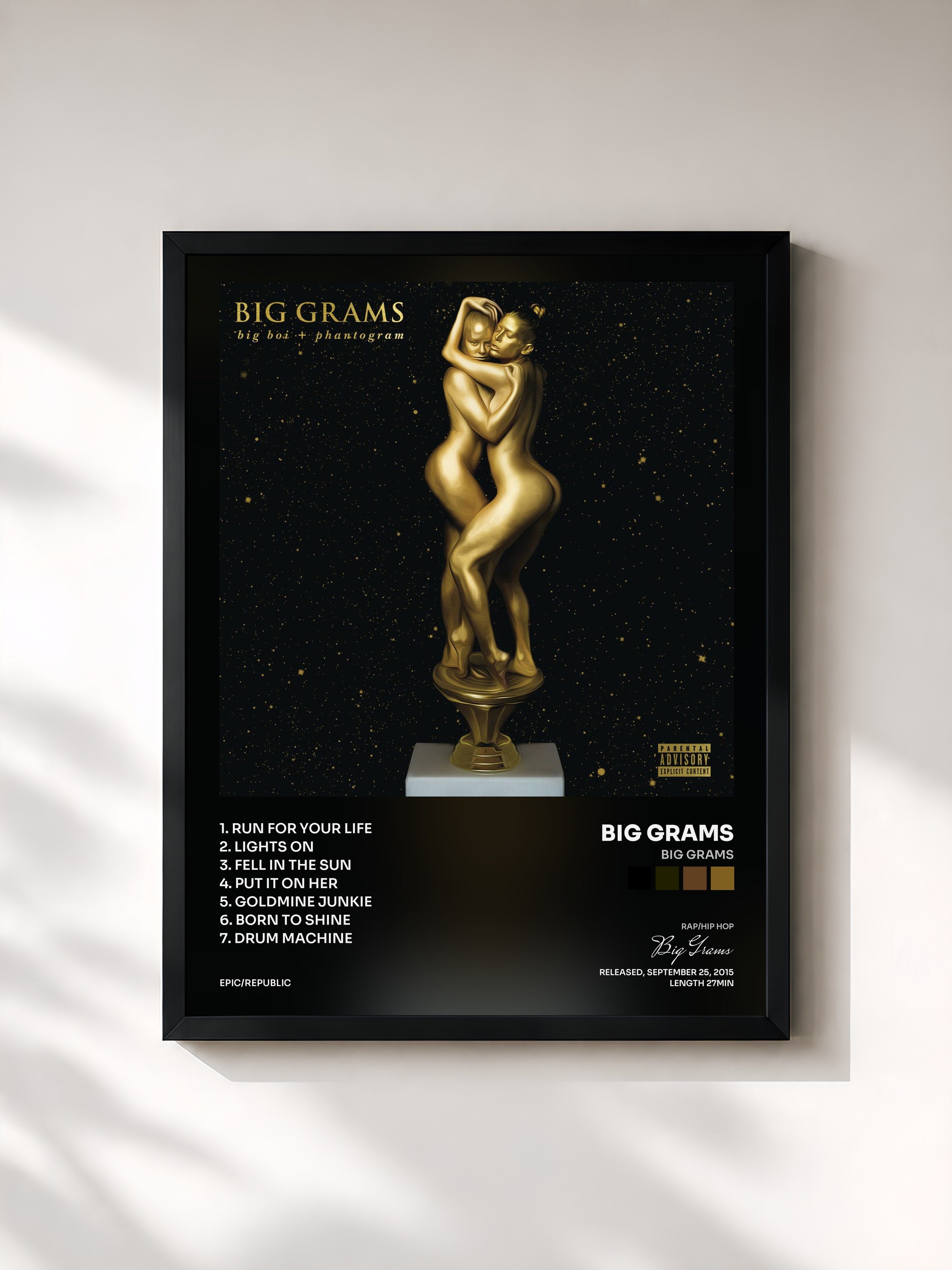 #noir Tableau de l'album Big Grams de Big Grams, cadre noir, imprimé et encadré en France