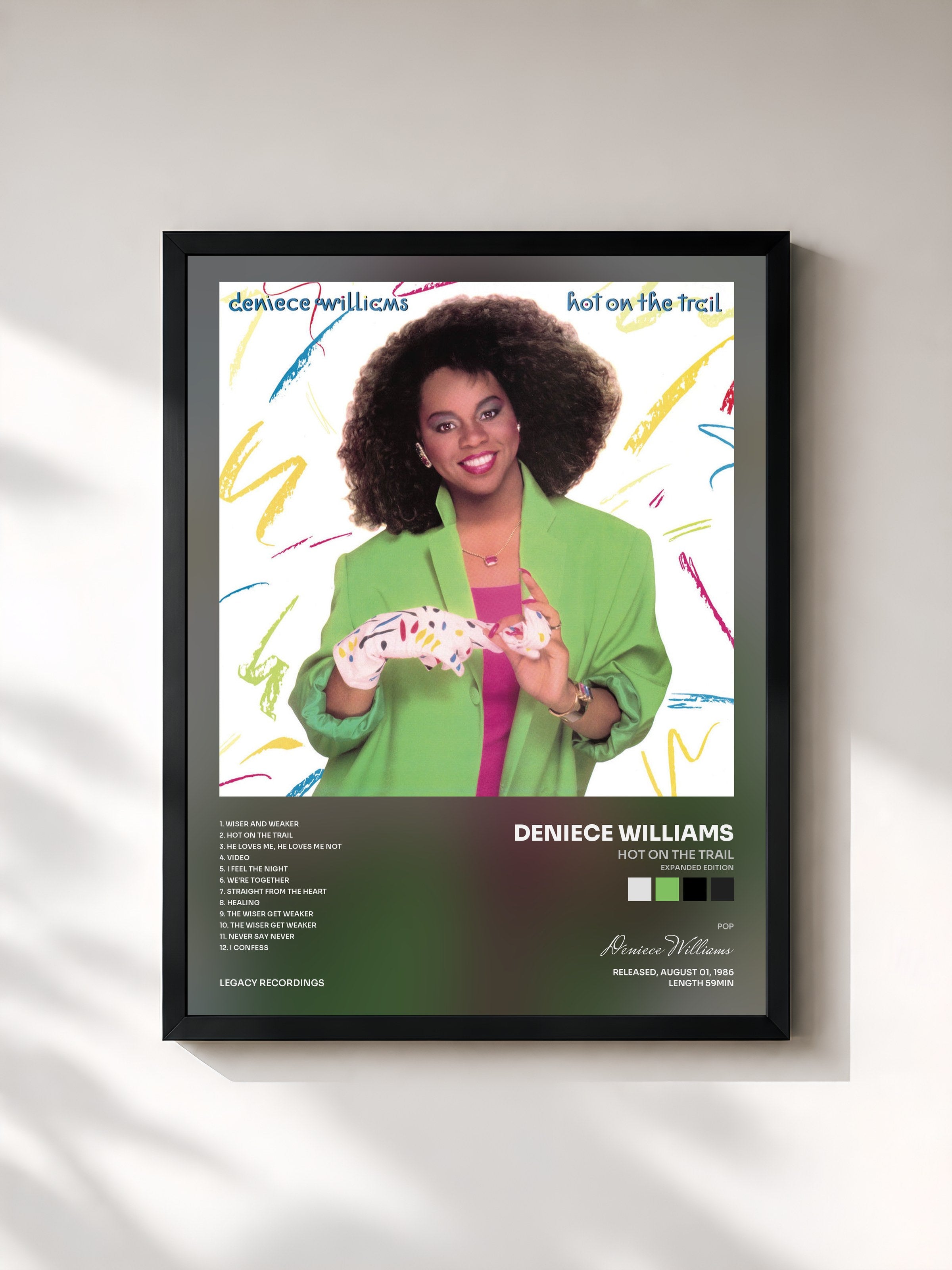 #noir Tableau de l'album Hot On the Trail (Expanded Edition) de Deniece Williams, cadre noir, imprimé et encadré en France
