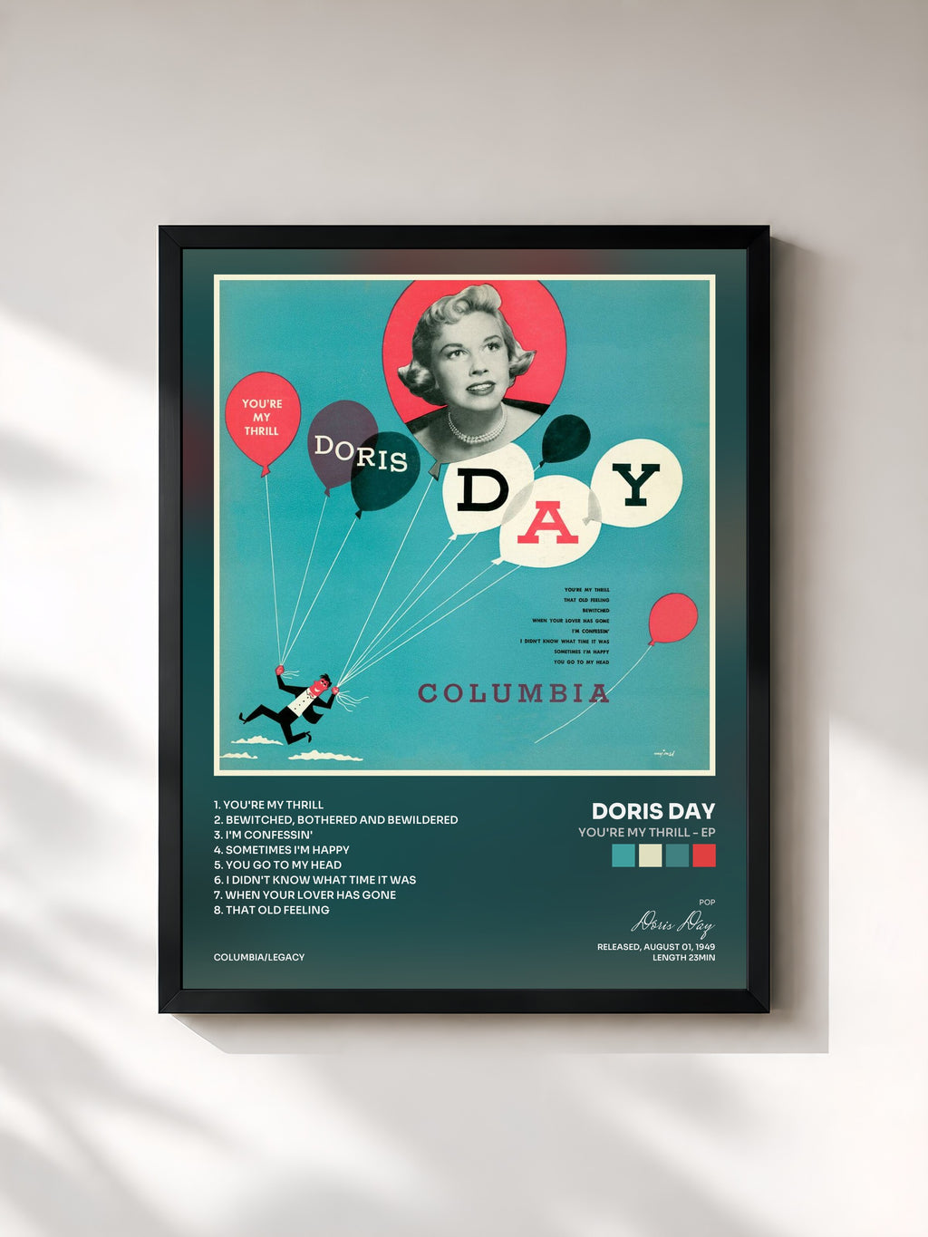 #noir Tableau de l'album You're My Thrill - EP de Doris Day, cadre noir, imprimé et encadré en France