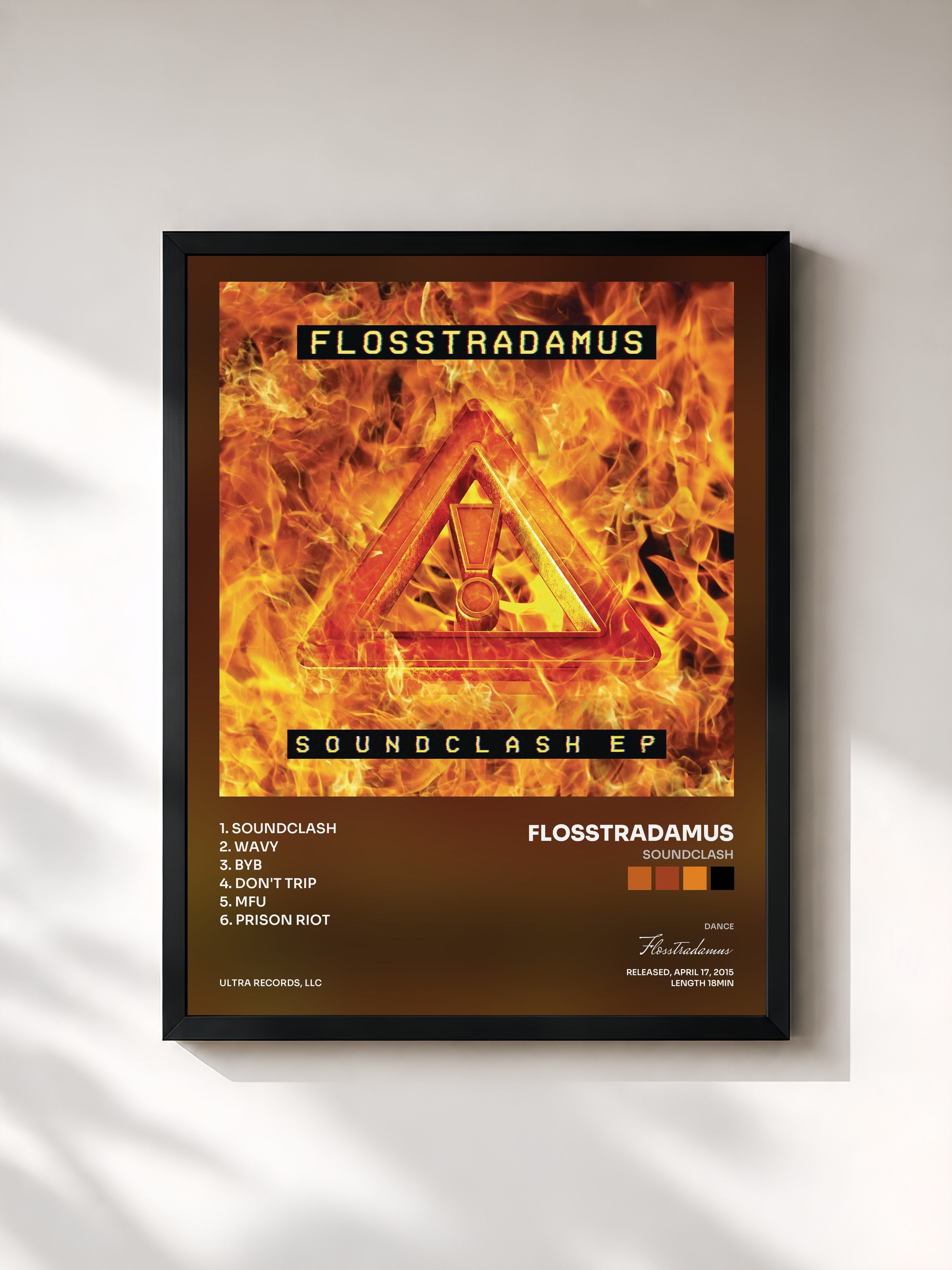 #noir Tableau de l'album Soundclash de Flosstradamus, cadre noir, imprimé et encadré en France