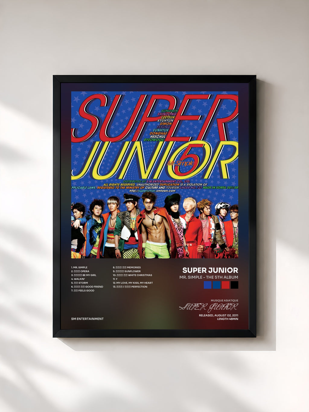 #noir Tableau de l'album Mr. Simple - The 5th Album de SUPER JUNIOR, cadre noir, imprimé et encadré en France