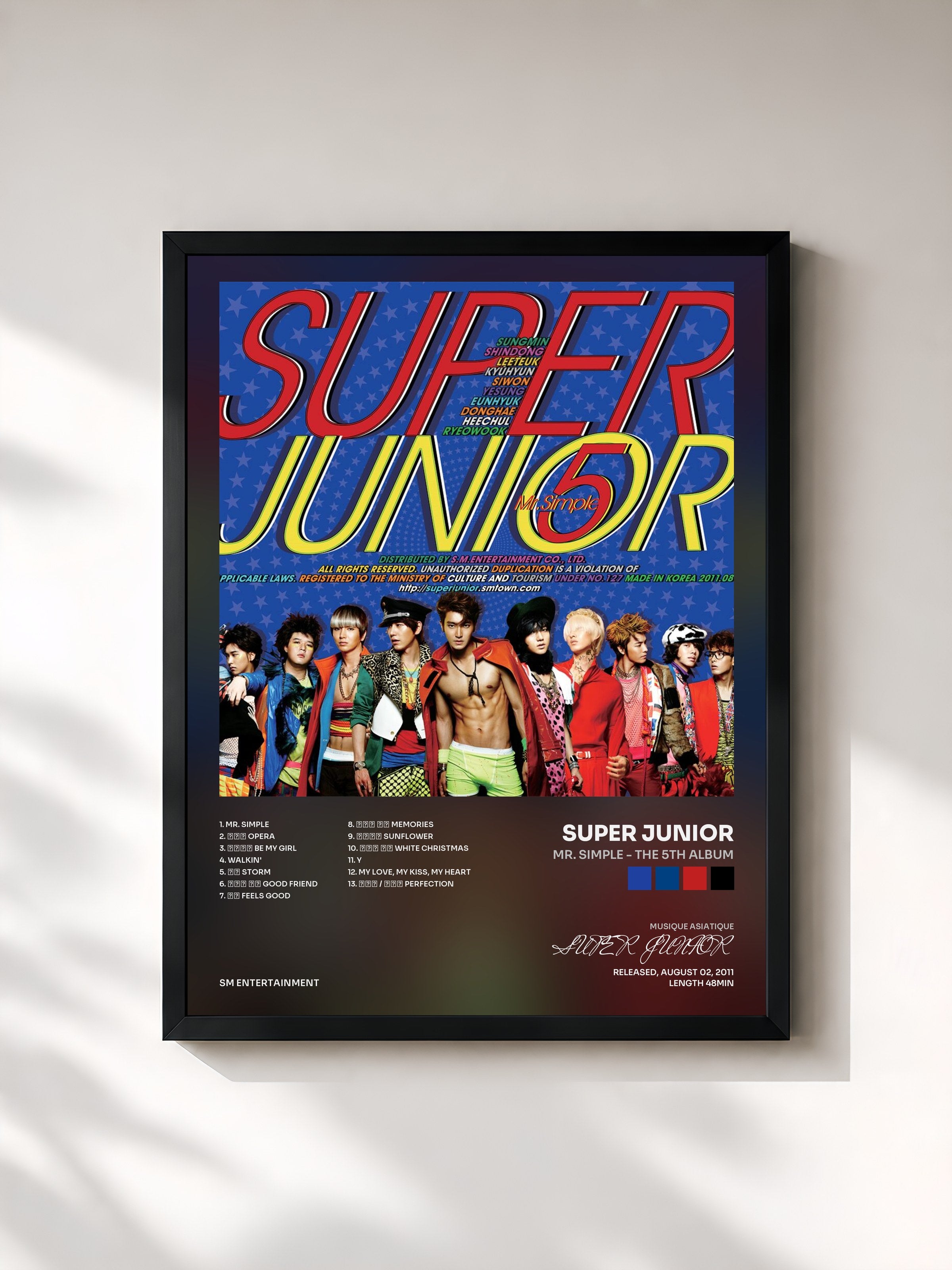 #noir Tableau de l'album Mr. Simple - The 5th Album de SUPER JUNIOR, cadre noir, imprimé et encadré en France