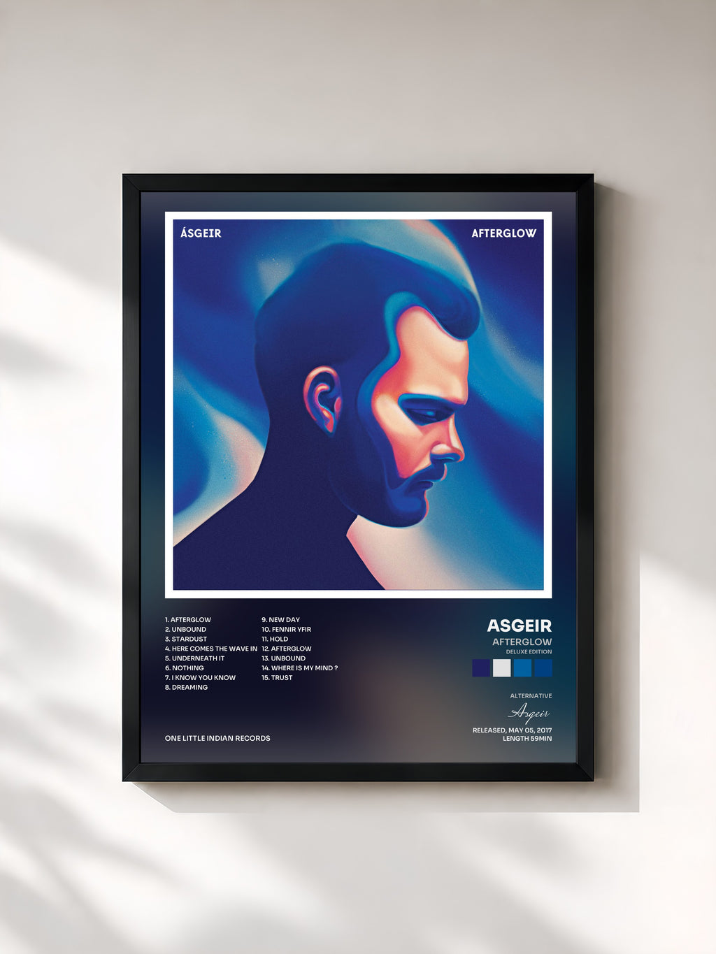 #noir Tableau de l'album Afterglow (Deluxe Edition) de Asgeir, cadre noir, imprimé et encadré en France