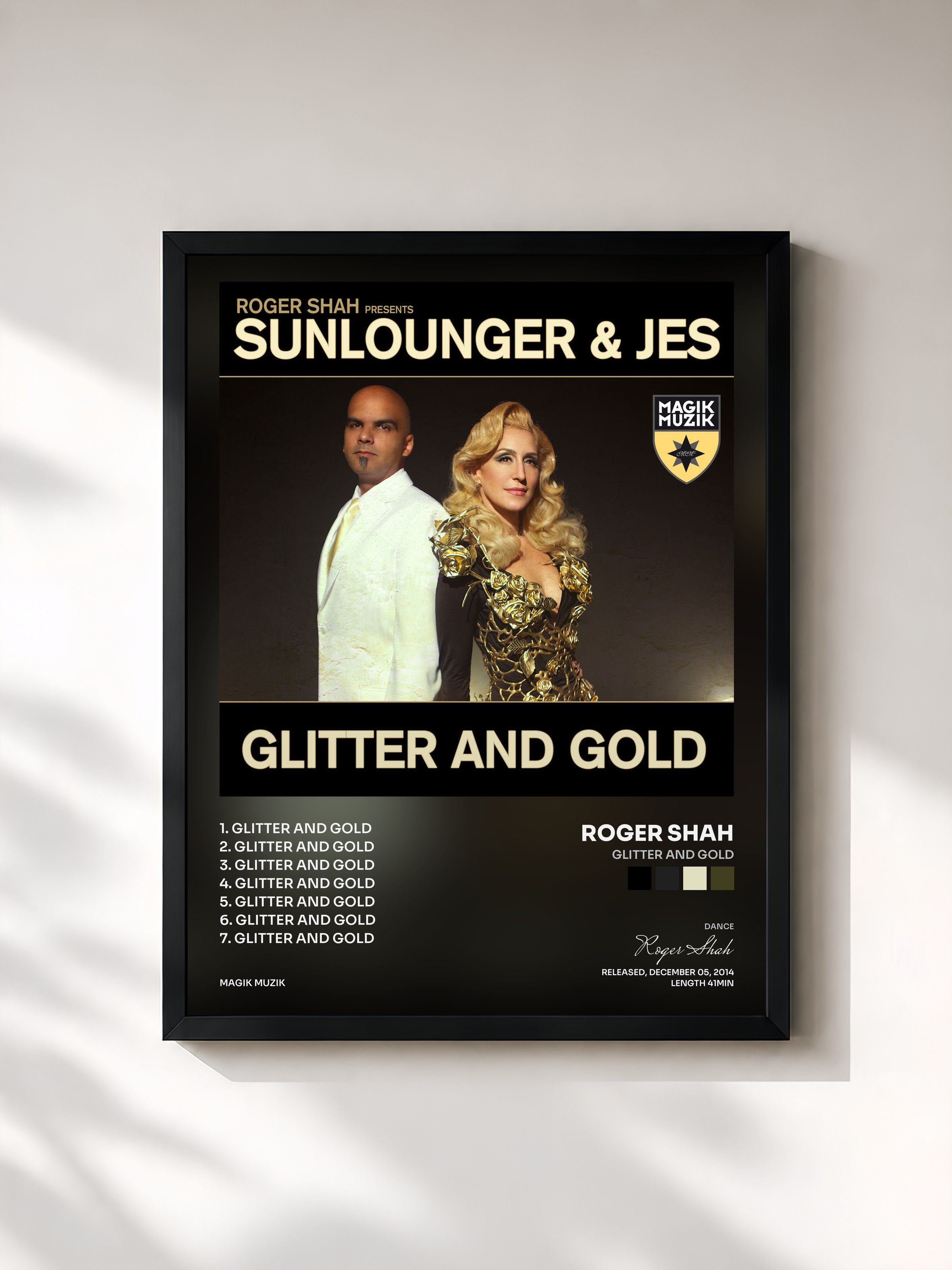 #noir Tableau de l'album Glitter and Gold de Roger Shah, cadre noir, imprimé et encadré en France