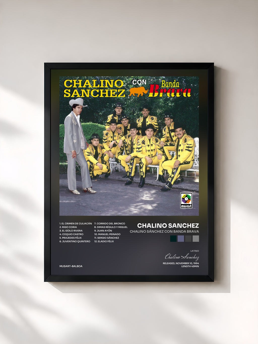 #noir Tableau de l'album Chalino Sánchez Con Banda Brava de Chalino Sanchez, cadre noir, imprimé et encadré en France